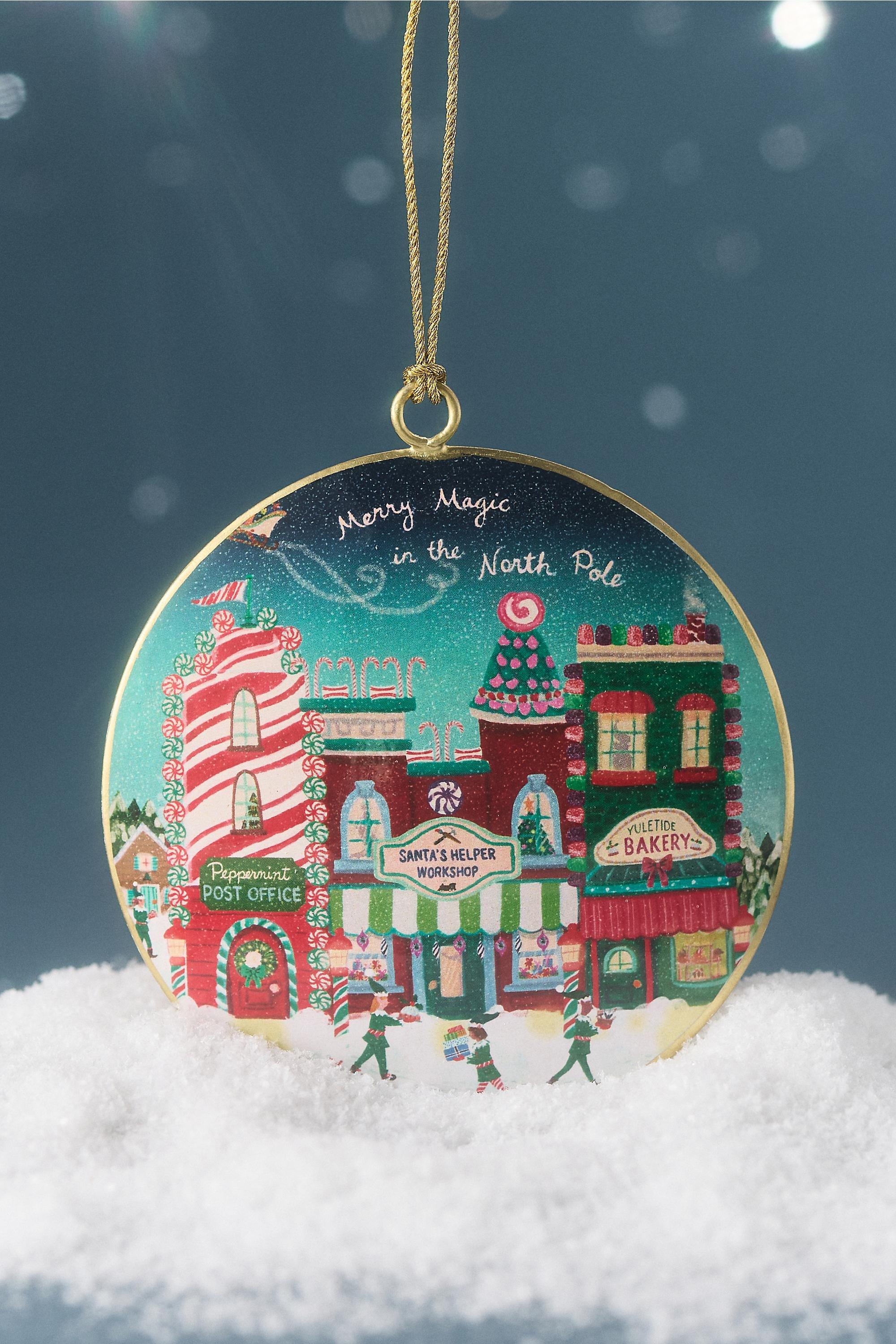 Holiday In The City Metal Ornament, Purple, Pink, large image number 0