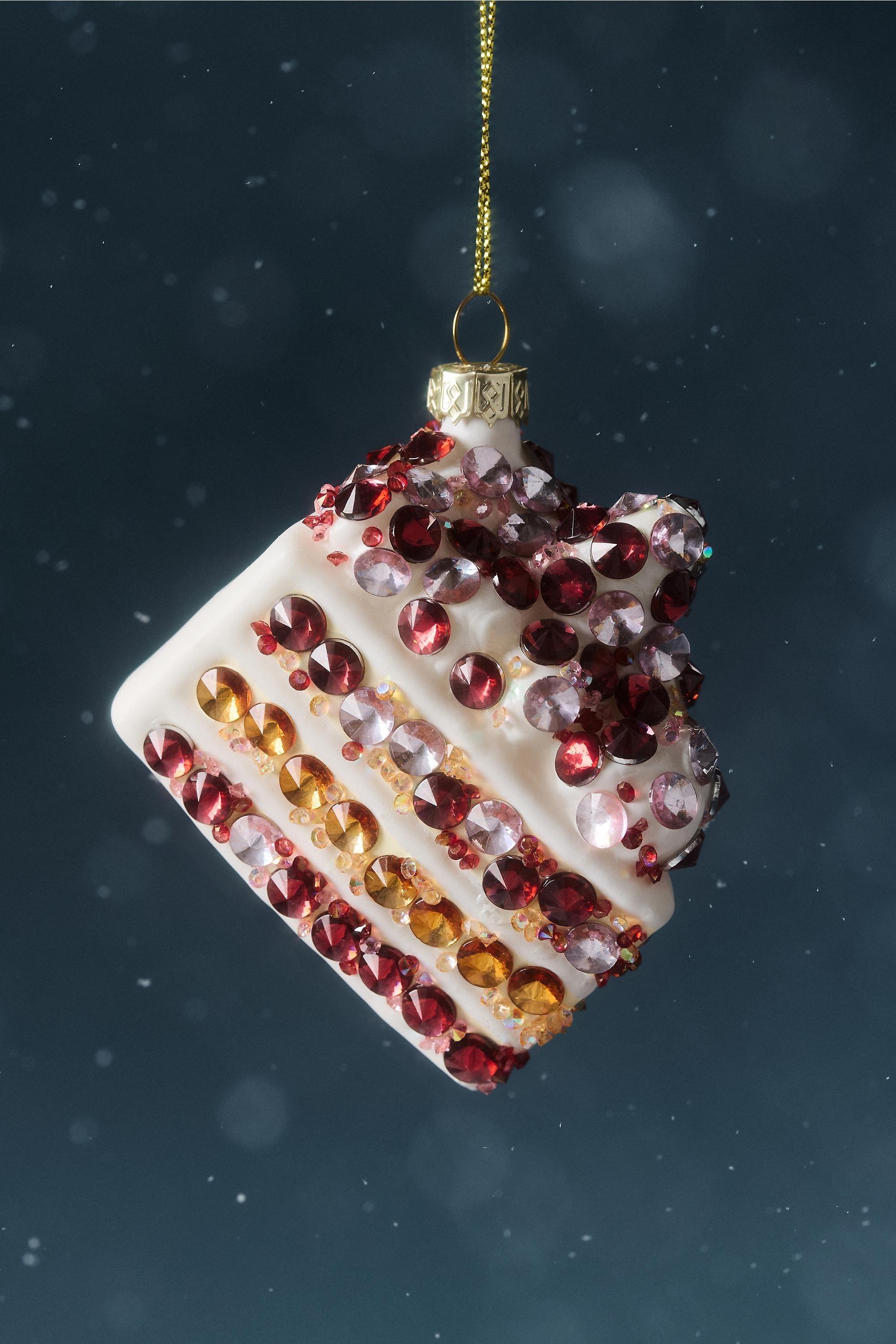 Jewelled Food Glass Ornament, Multicolour, Pink, medium