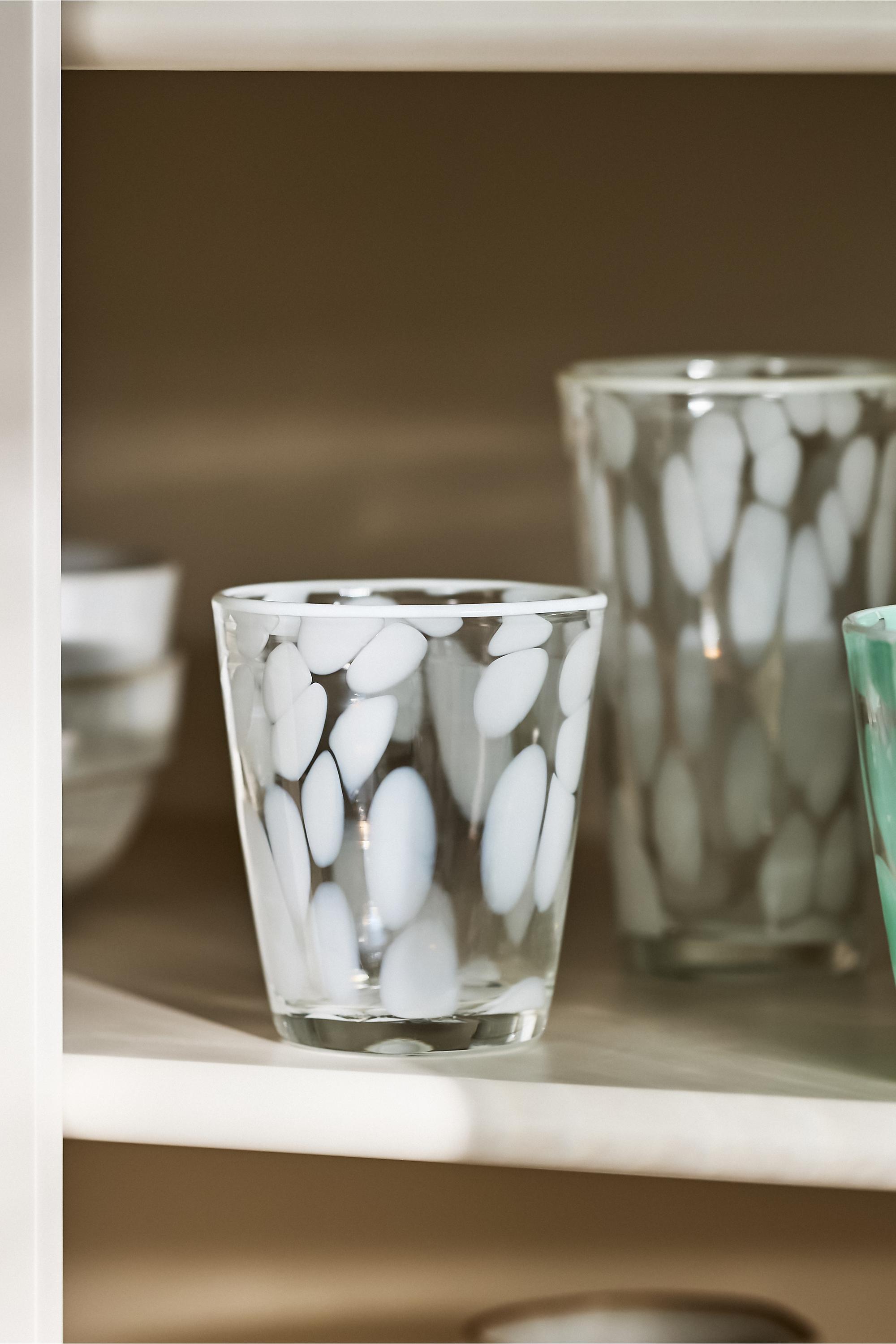 Dapple Dot Hand-Blown Juice Glass, White, White, large image number 0