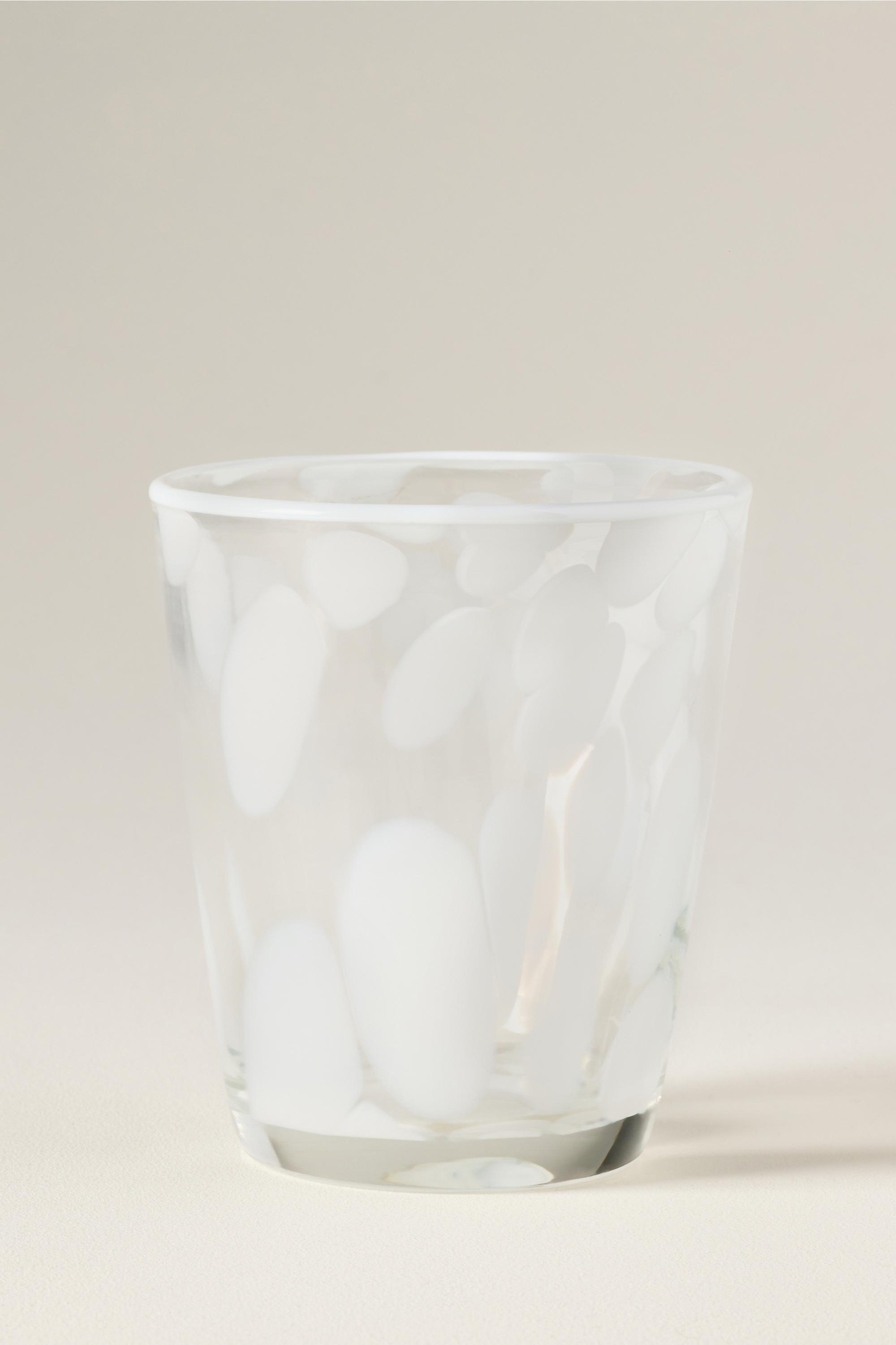 Dapple Dot Hand-Blown Juice Glass, White, White, large image number 1