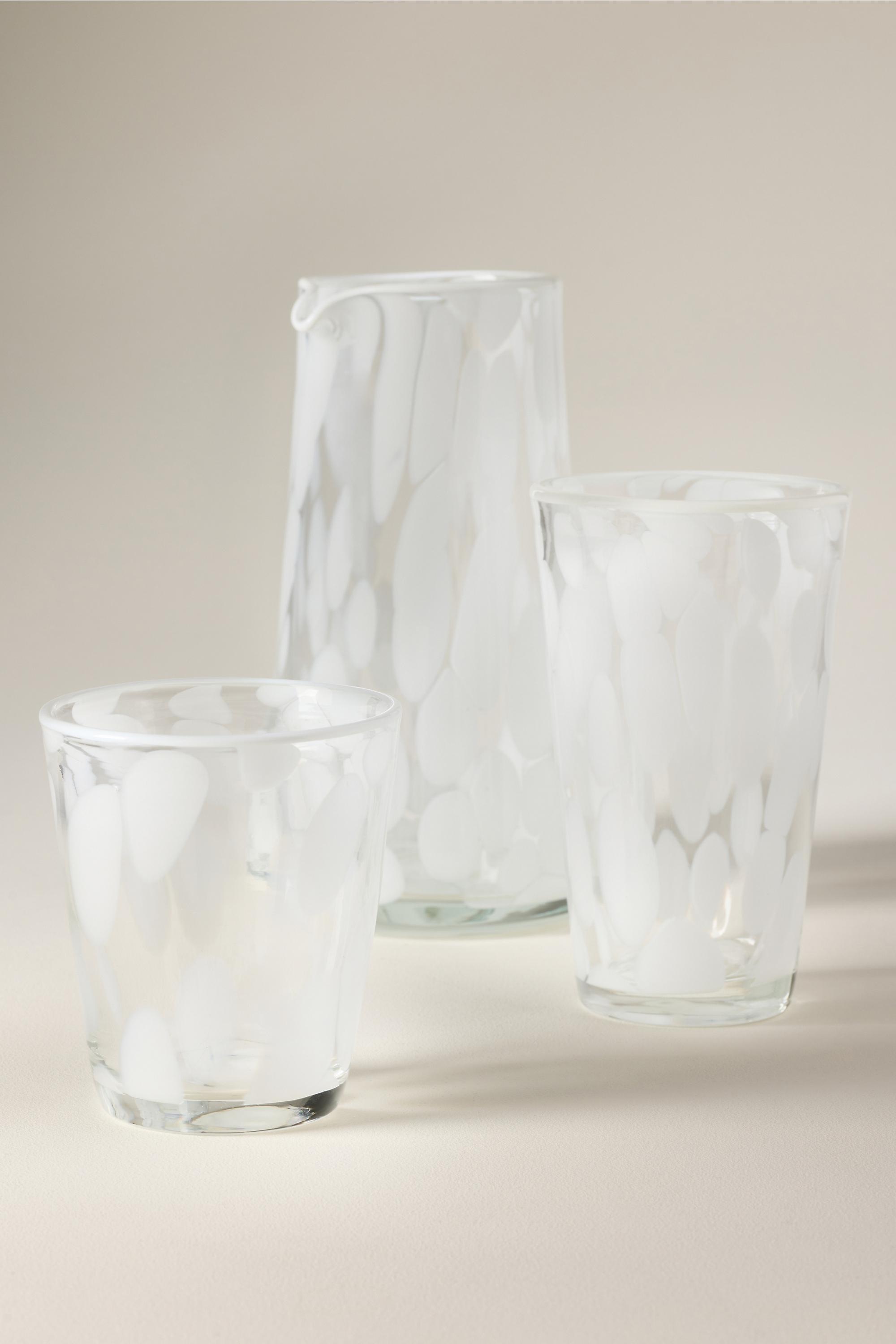 Dapple Dot Hand-Blown Juice Glass, White, White, large image number 2
