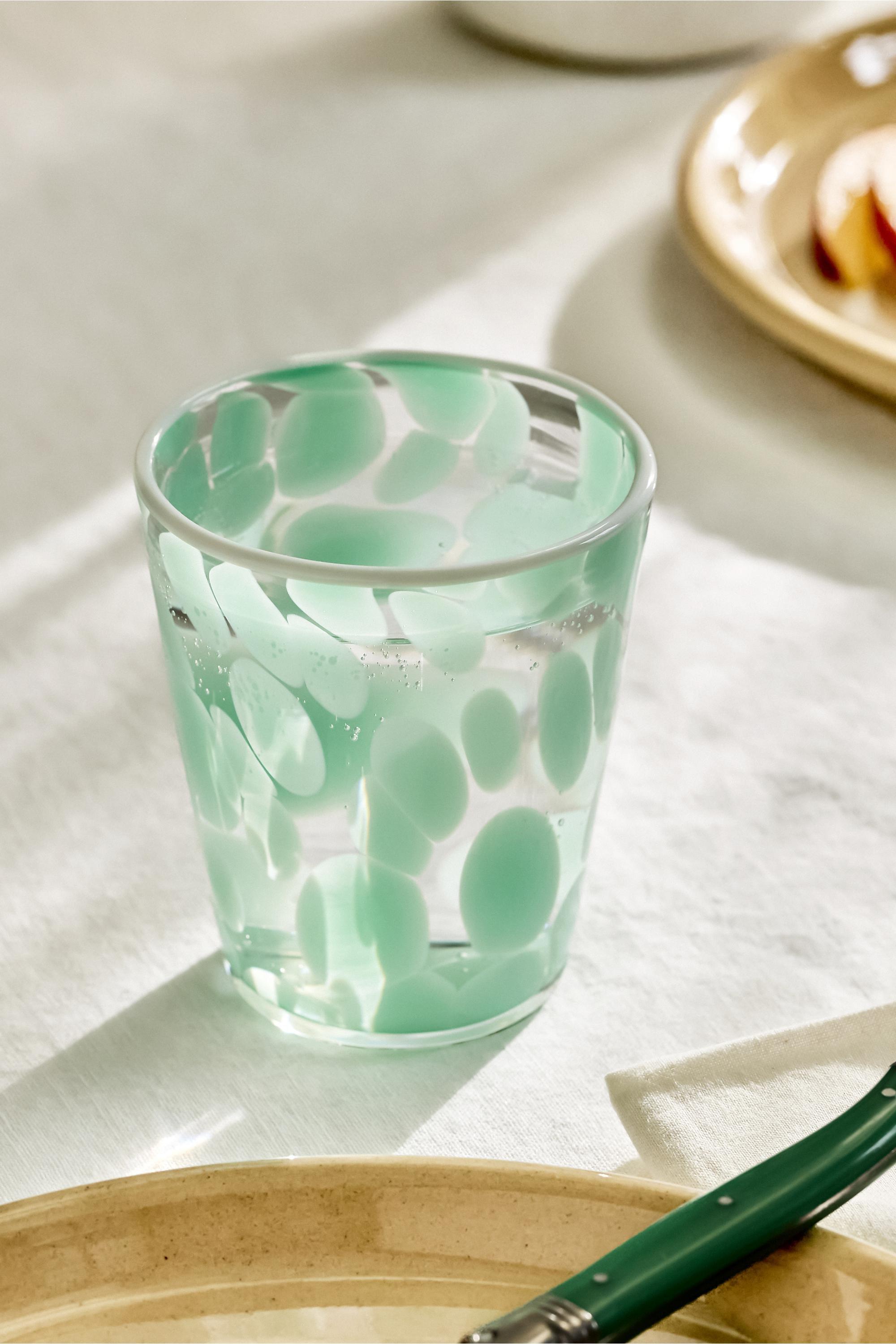 Dapple Dot Hand-Blown Juice Glass, Green, Green, large image number 0