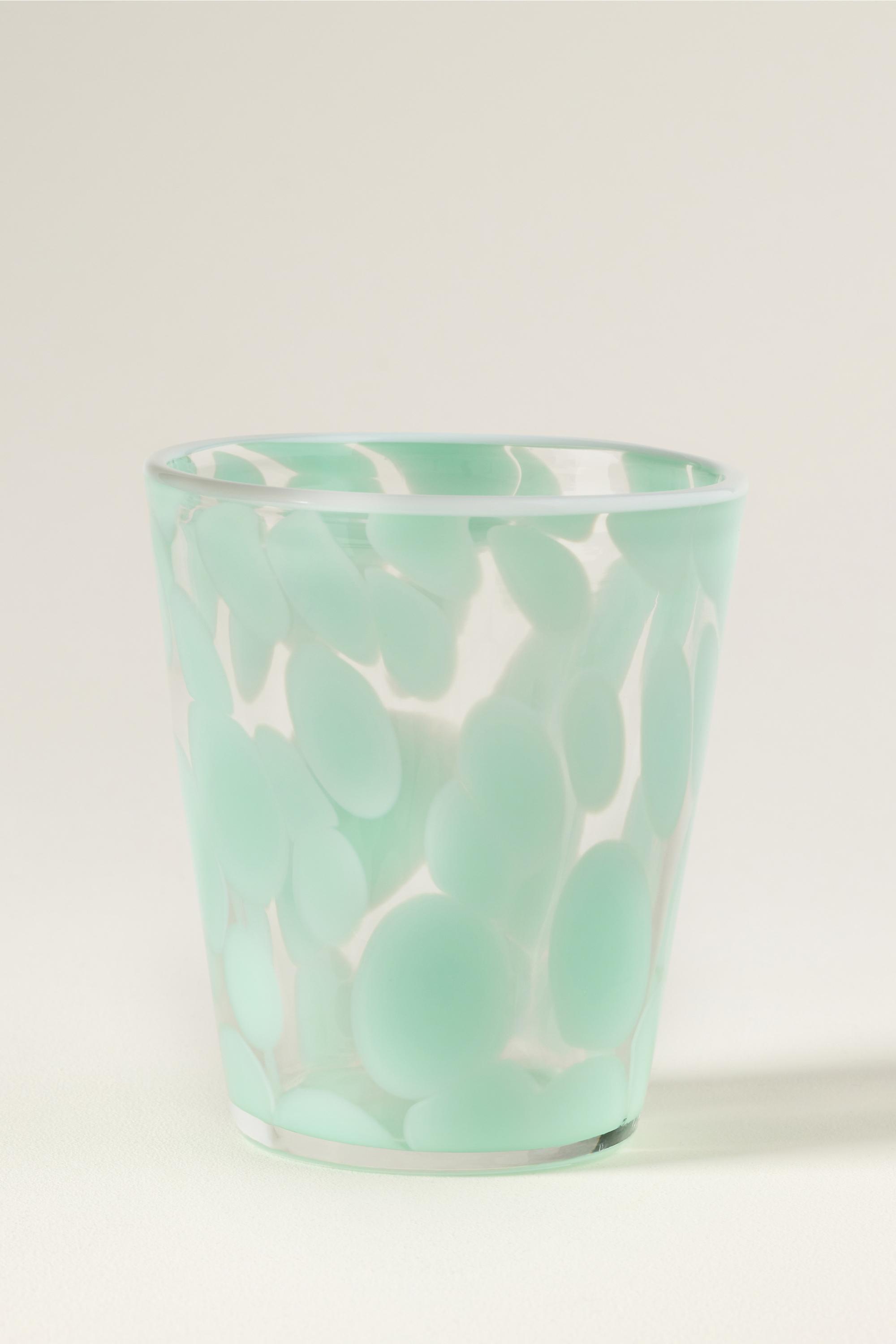 Dapple Dot Hand-Blown Juice Glass, Green, Green, large image number 1