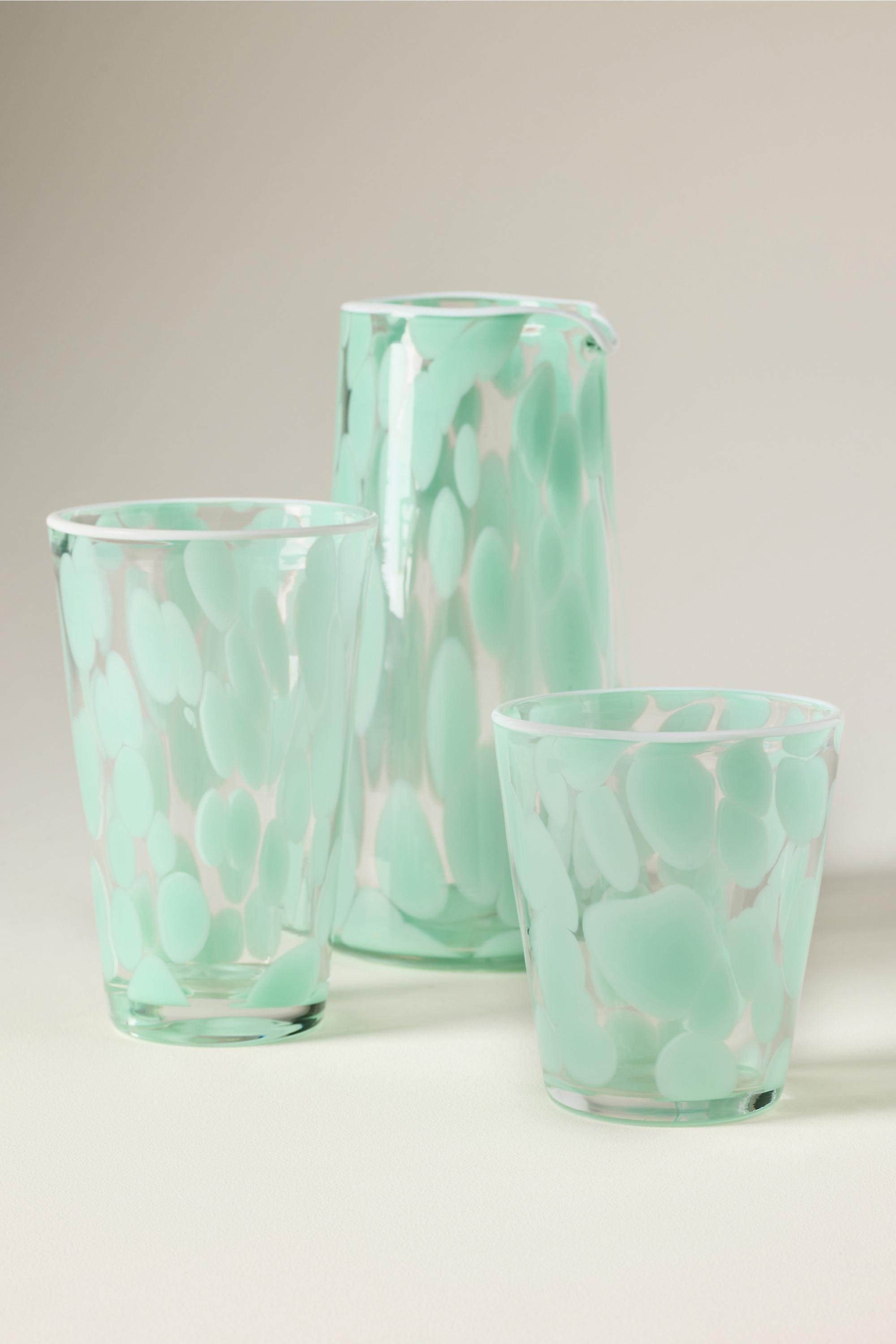 Dapple Dot Hand-Blown Juice Glass, Green, Green, large image number 2