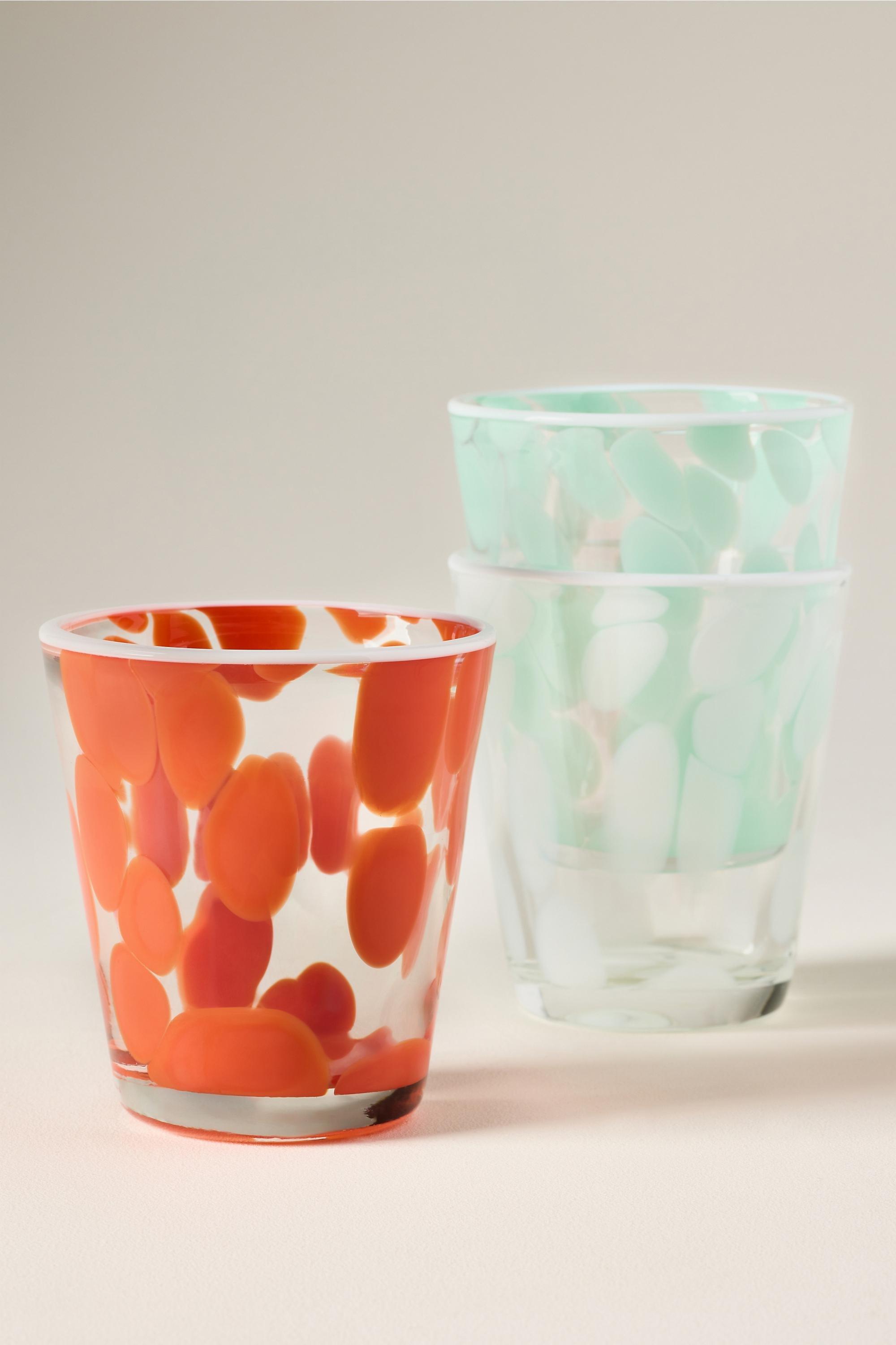Dapple Dot Hand-Blown Juice Glass, Green, Green, large image number 3