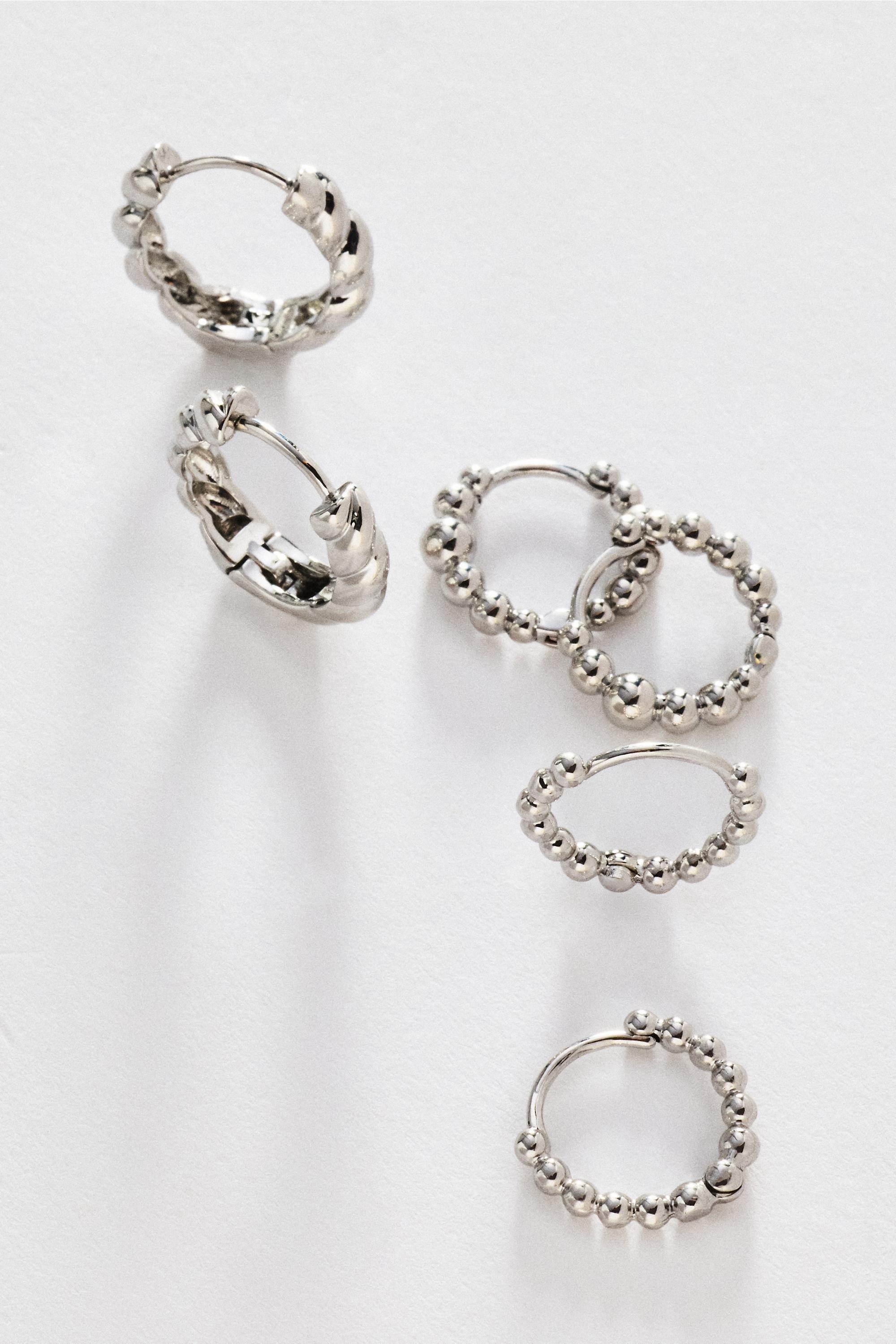 Textured Hoop Earrings, Set Of 3, Gold, Silver, large image number 0