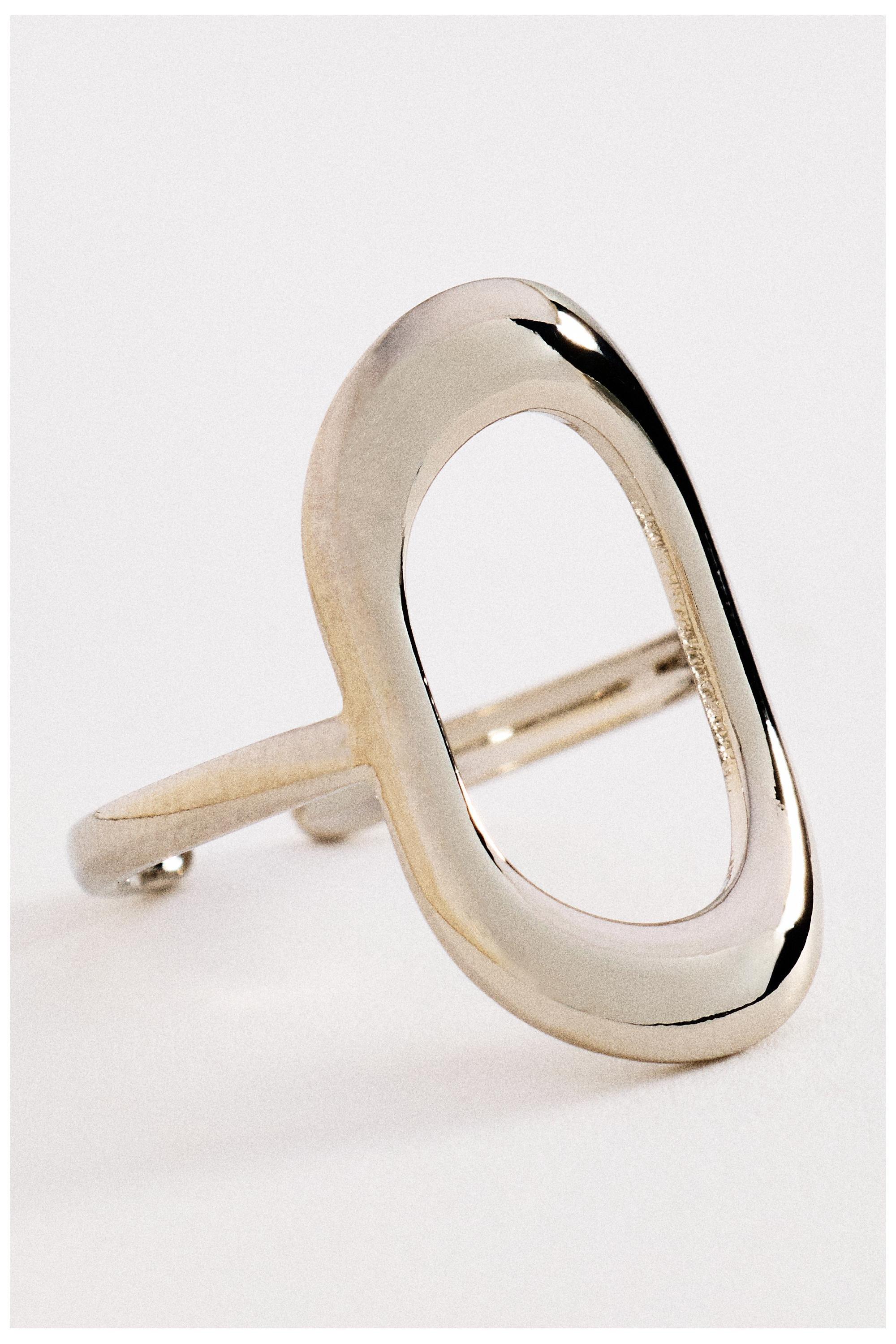 Open Oval Adjustable Ring, Silver, large image number 0