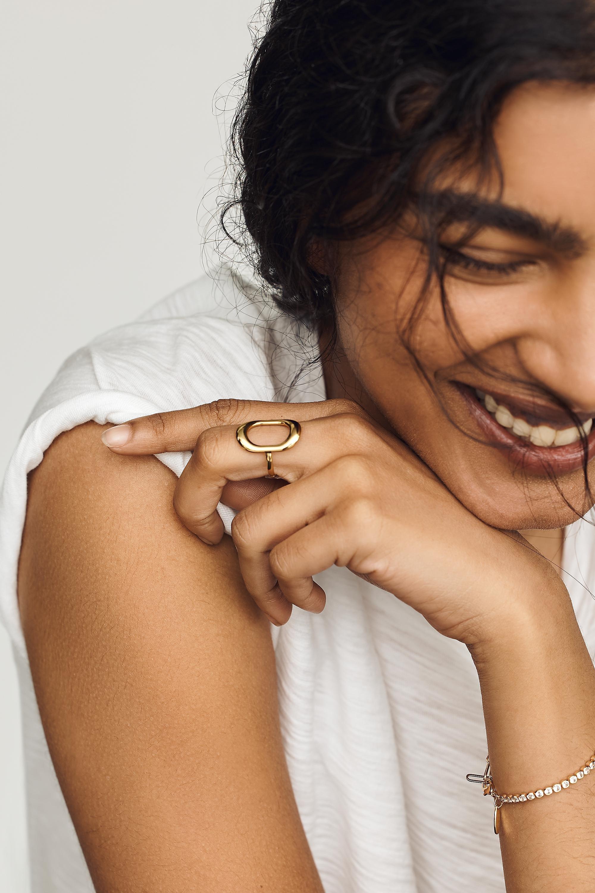 Open Oval Adjustable Ring, Gold, large image number 1
