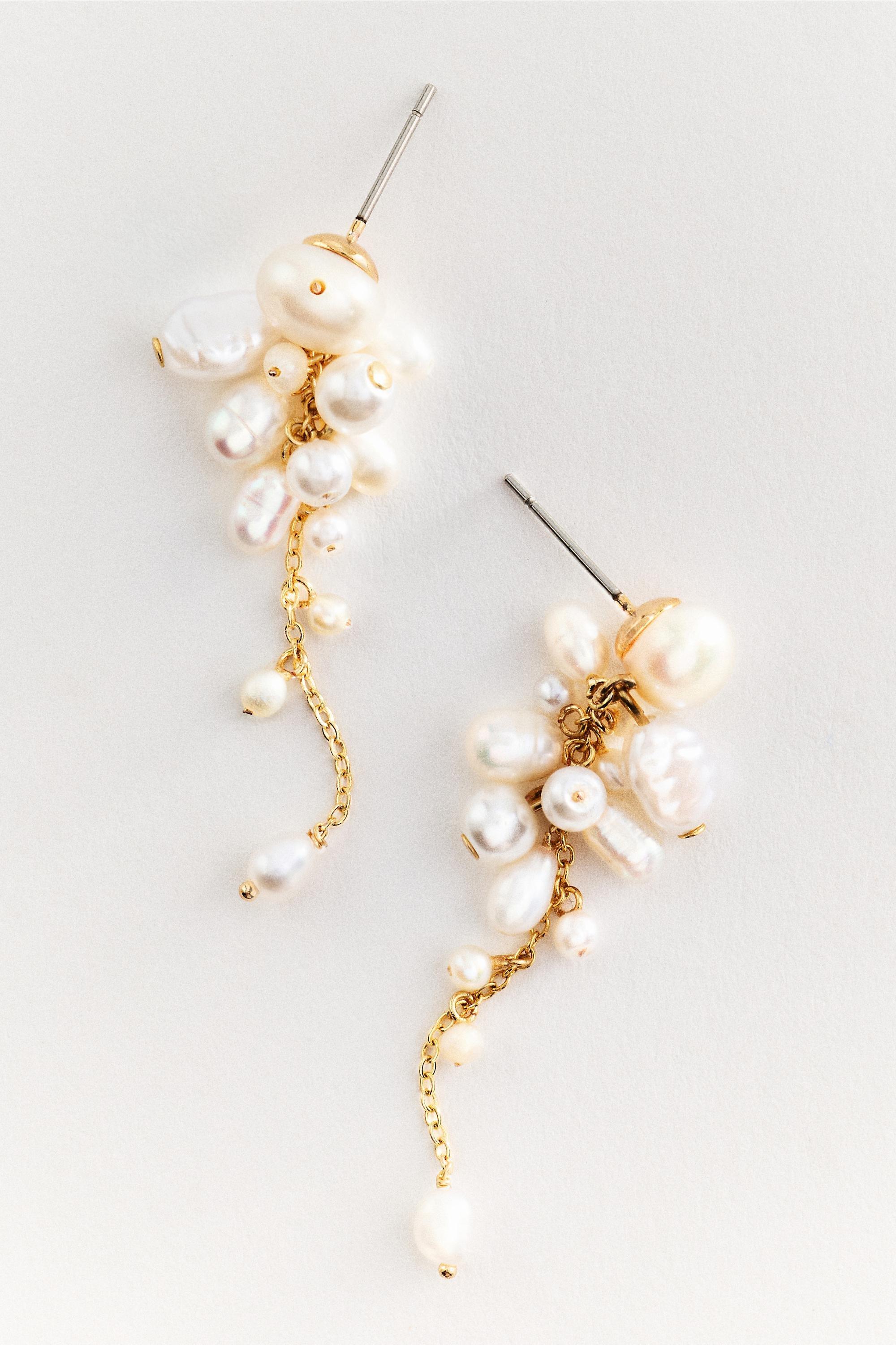 Pearl Cluster Drop Earrings, Cream, Cream, large image number 0