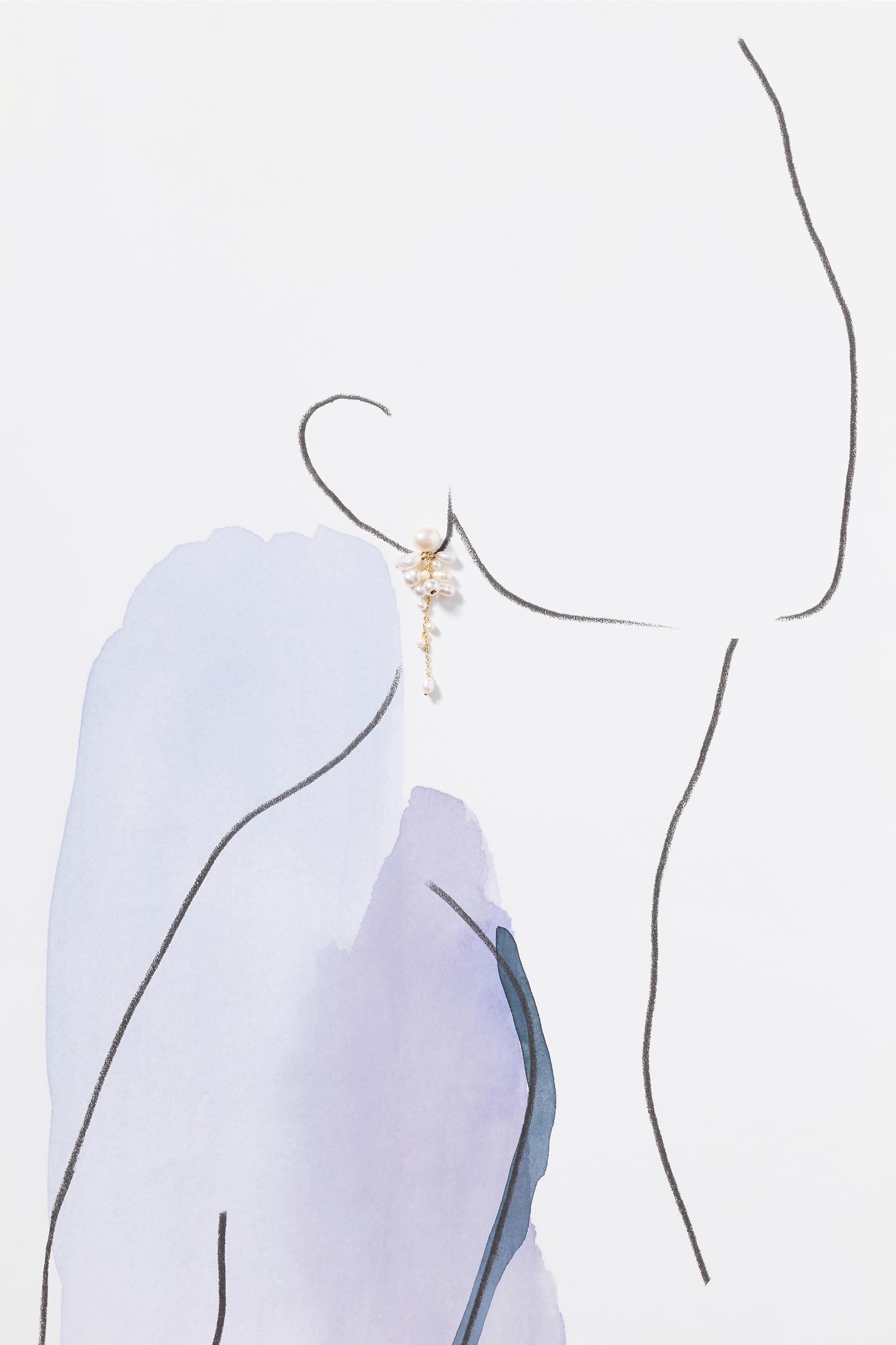 Pearl Cluster Drop Earrings, Cream, Cream, large image number 2