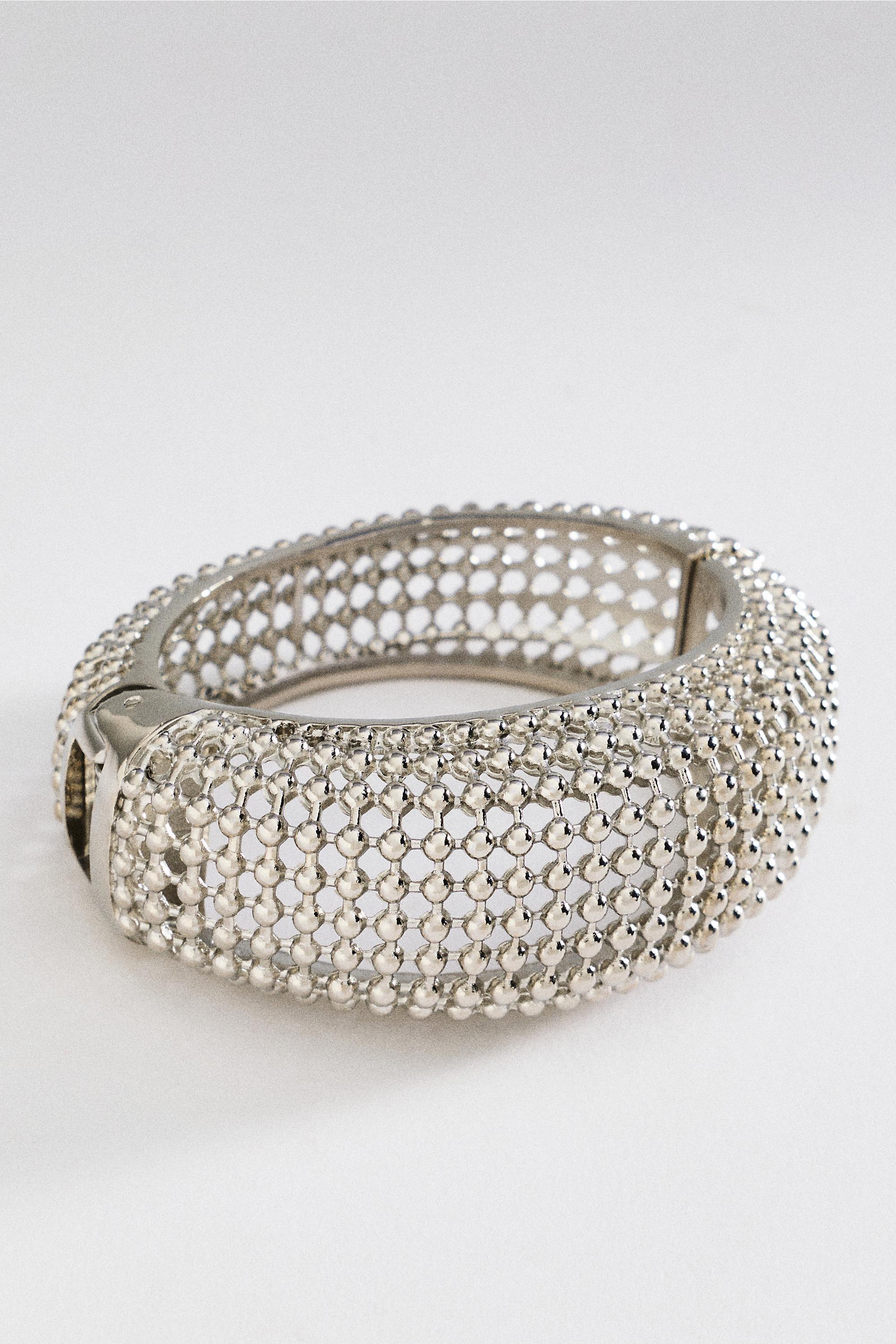 Statement Hinge Bangle, Silver, Silver, large image number 0