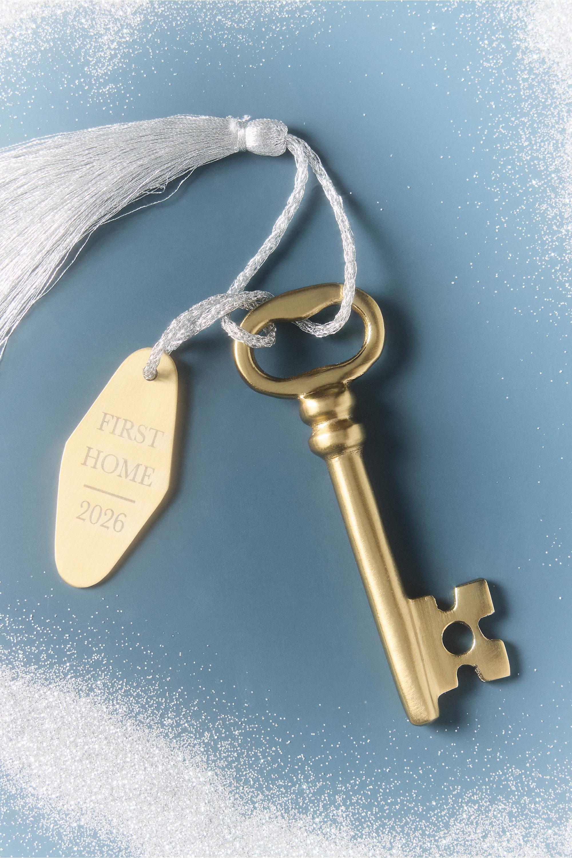 First Home Key Milestone Ornament, Gold, Brown, large image number 0