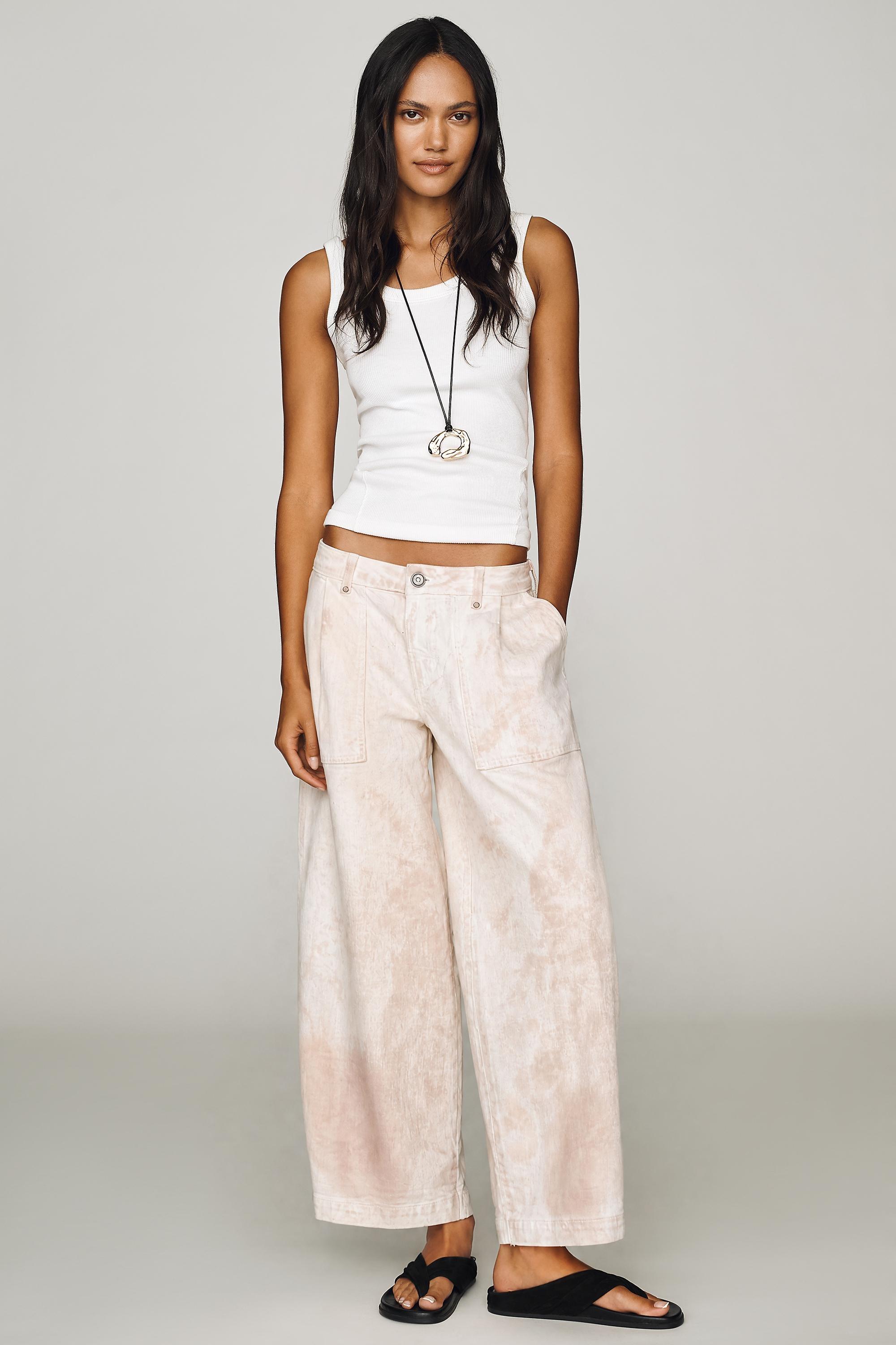 Pilcro Blake Mid-Rise Relaxed Jeans, White, Cream, large image number 3
