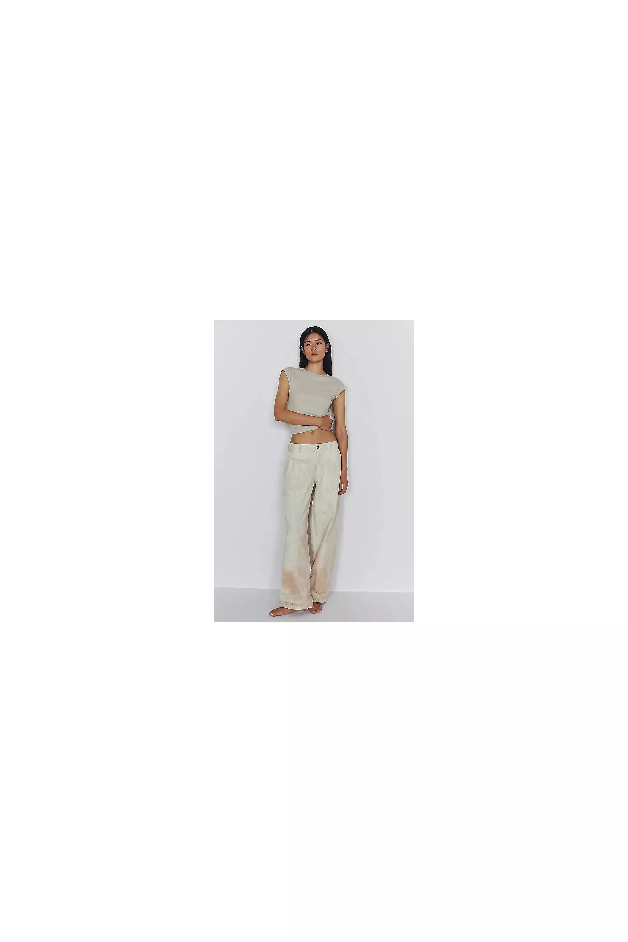 Pilcro Blake Mid-Rise Relaxed Jeans, White, Cream, large image number 4