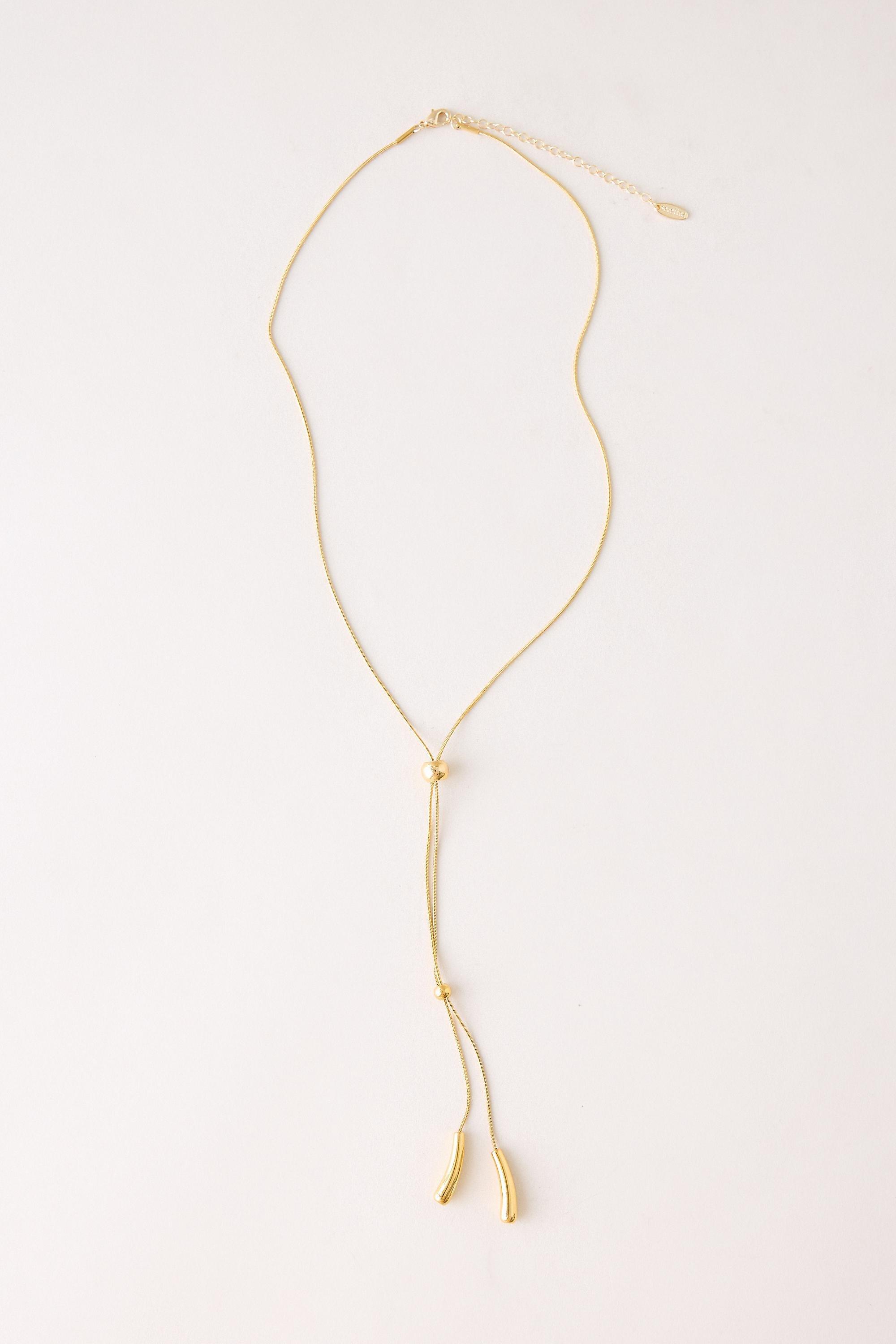Y-Shaped Pendant Necklace, Gold, Gold, large image number 0