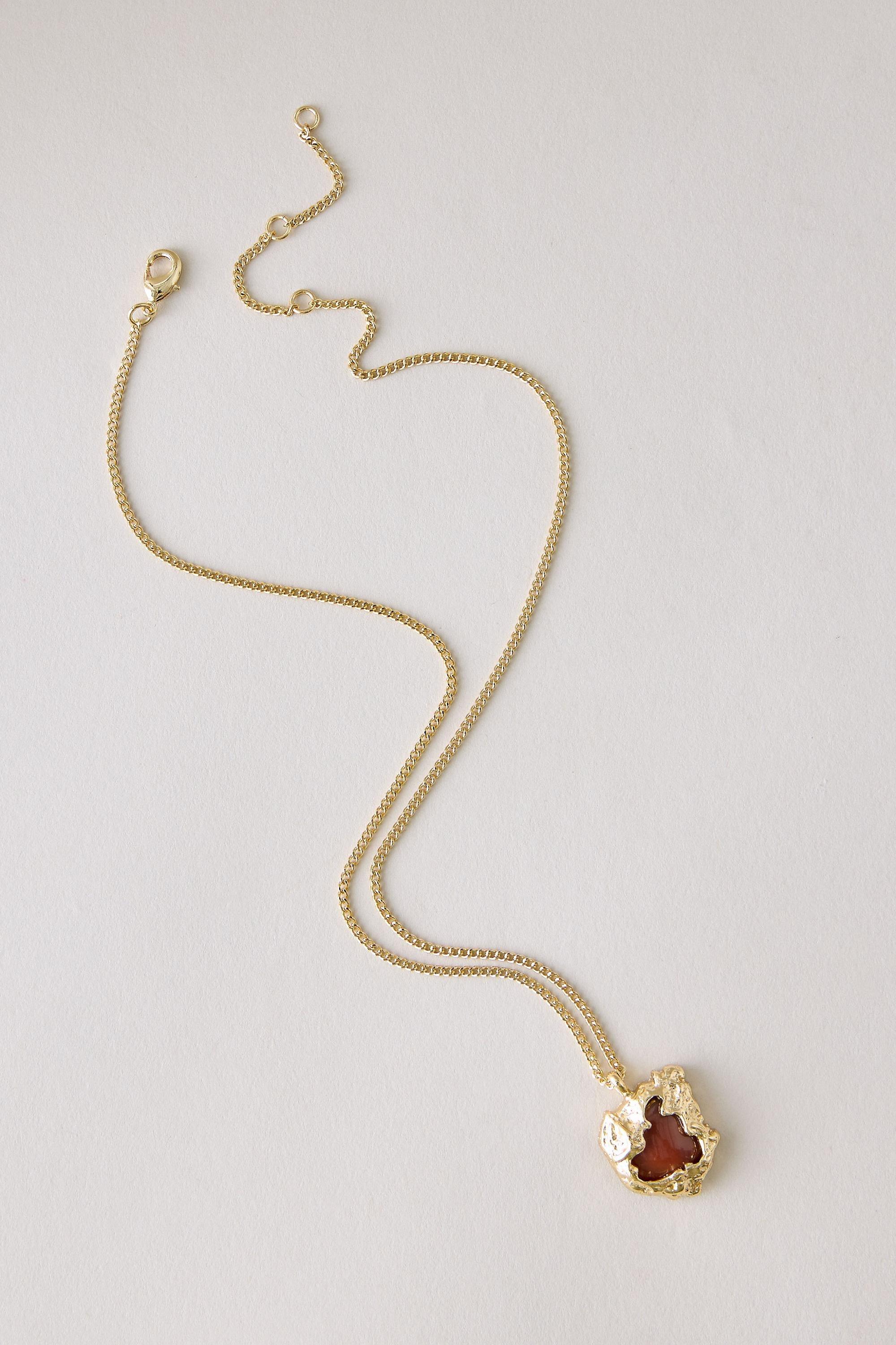Semi-Precious Stone Necklace, Gold, large image number 0