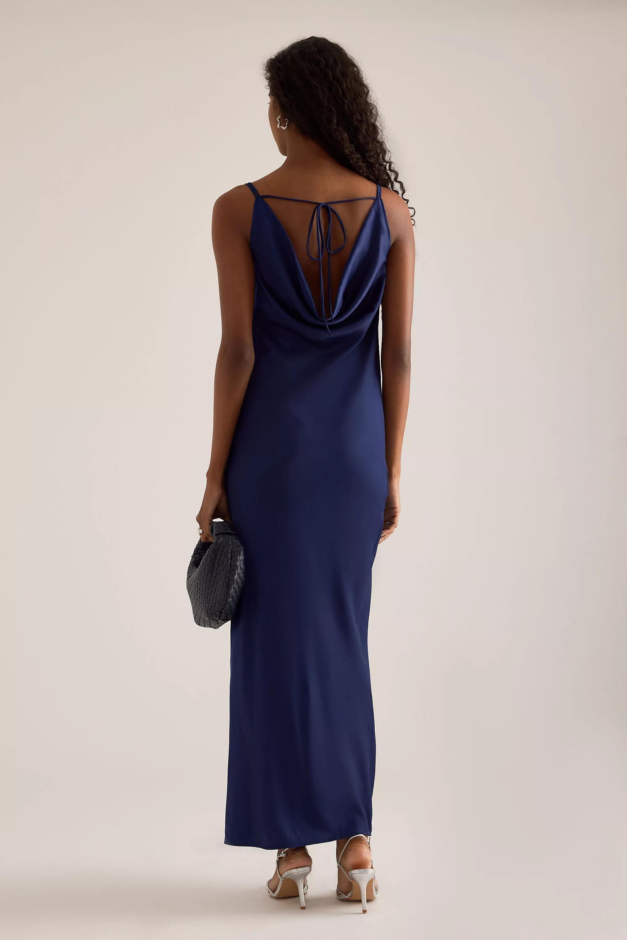 BLUE Selected Giona Cami Cowl-Neck Maxi Dress, Blue, large image number 4