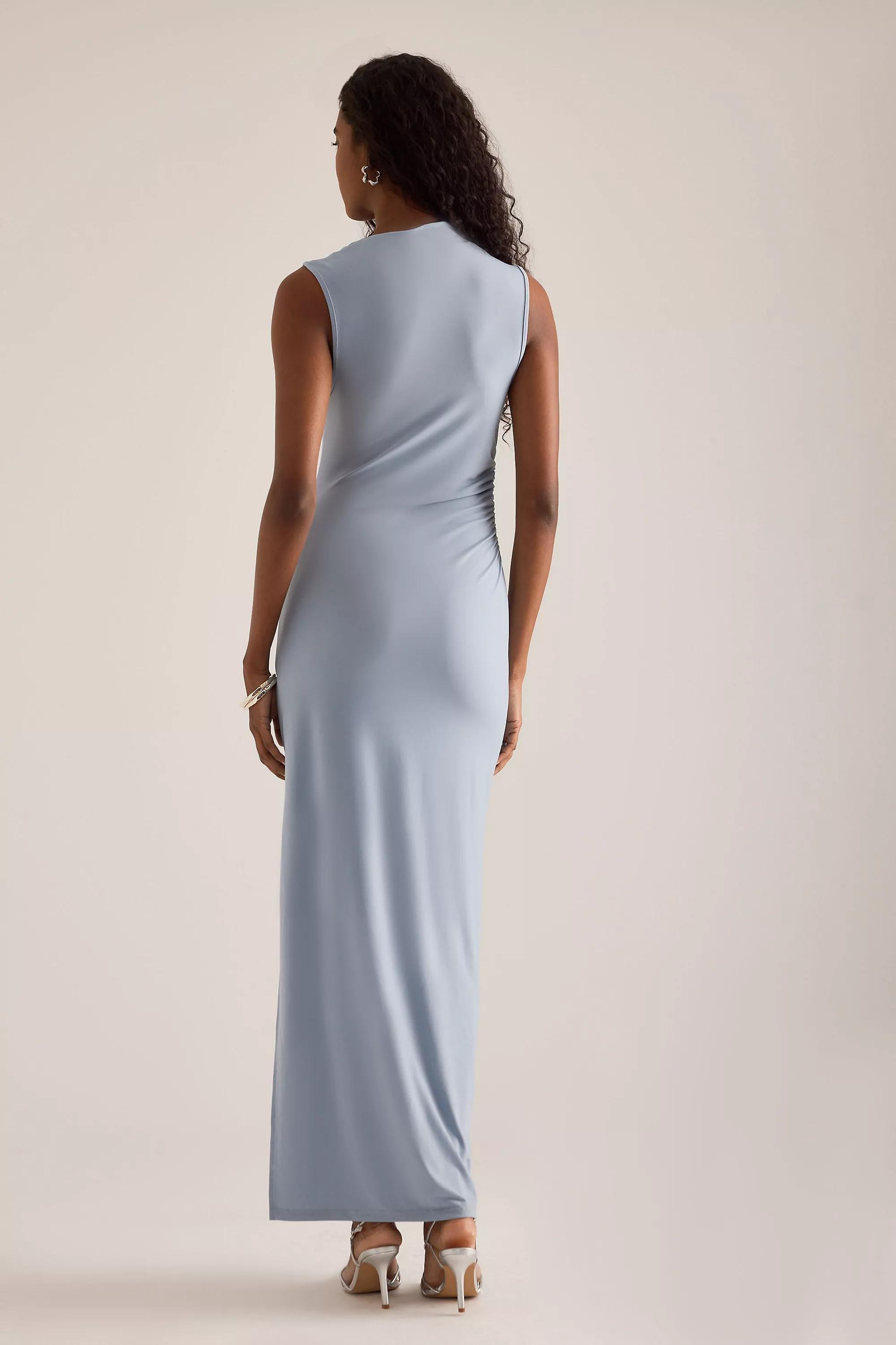 Selected Robin-Maja Sleeveless Draped Jersey Maxi Dress, Blue, Blue, large image number 5