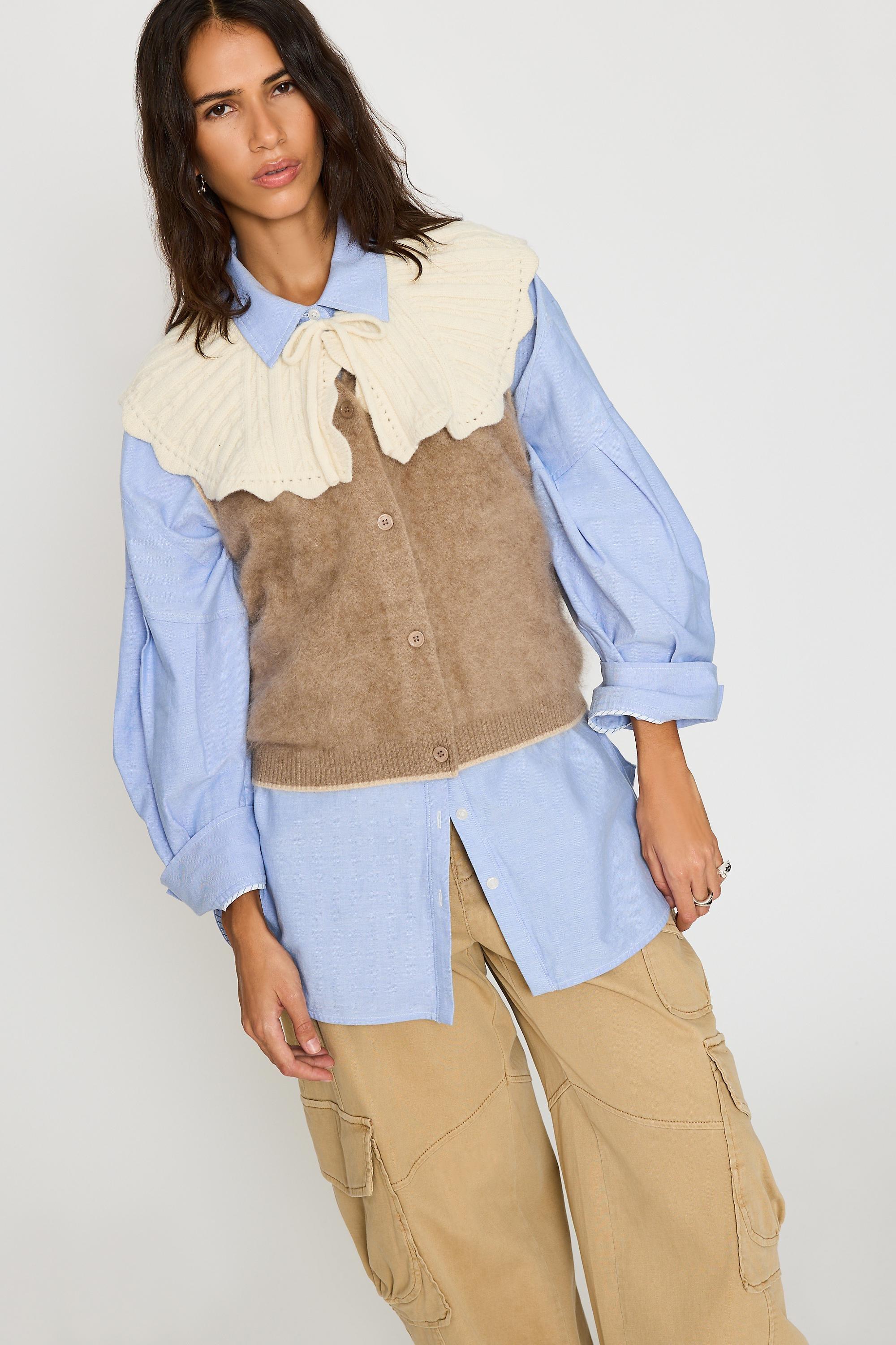 Knit Collar, Cream, Cream, medium