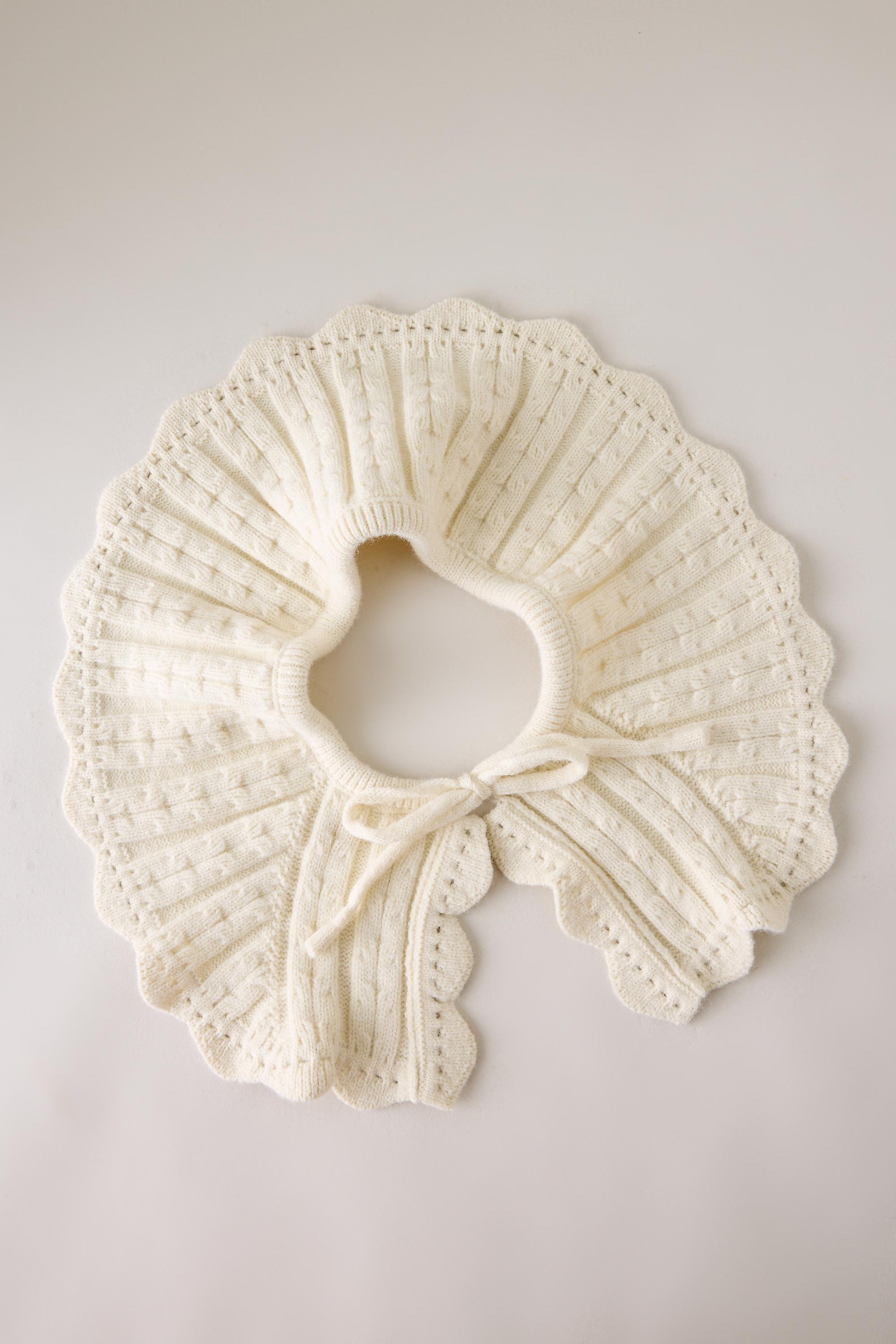 Knit Collar, Cream, Cream, large image number 1