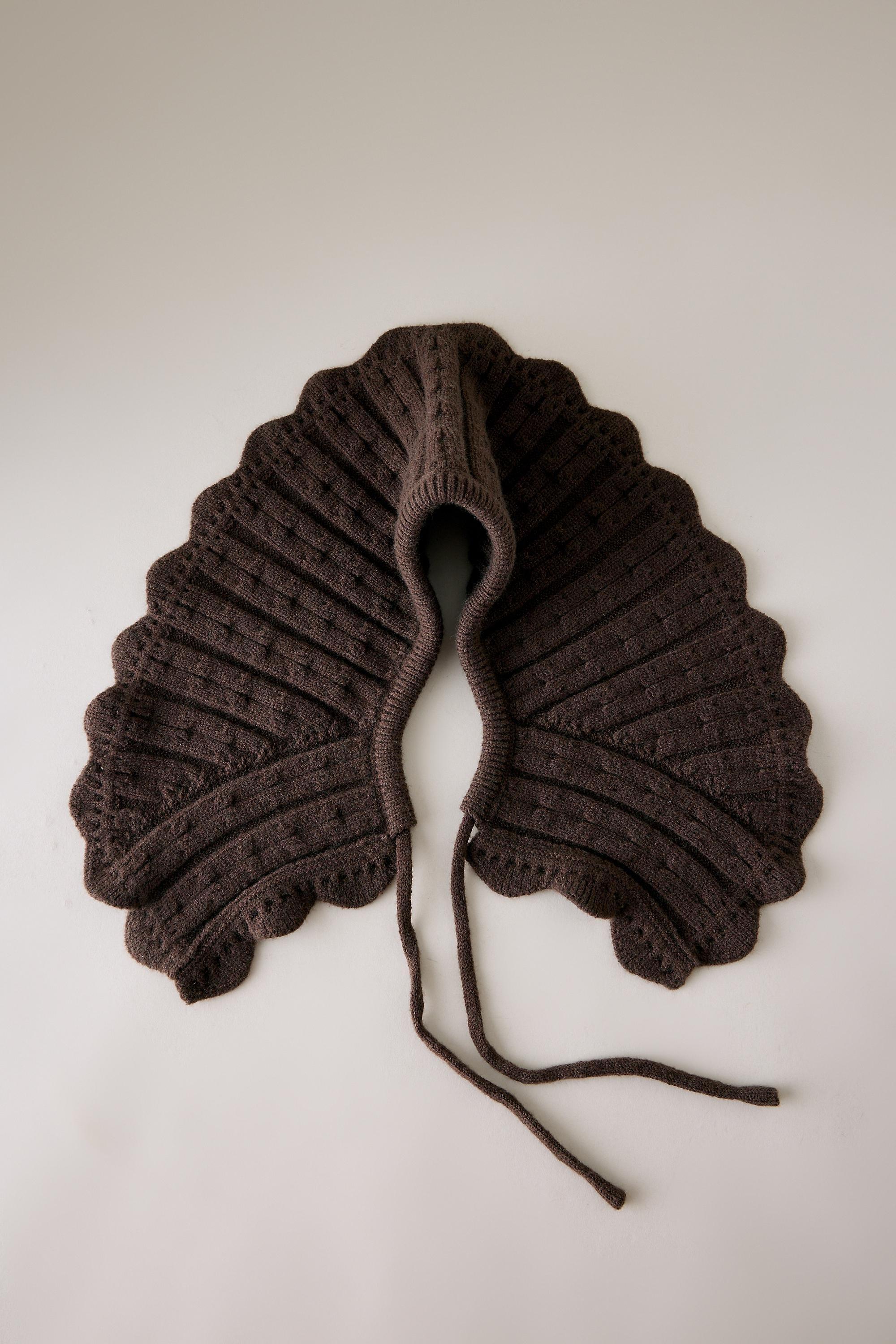Knit Collar, Brown, Brown, large image number 1