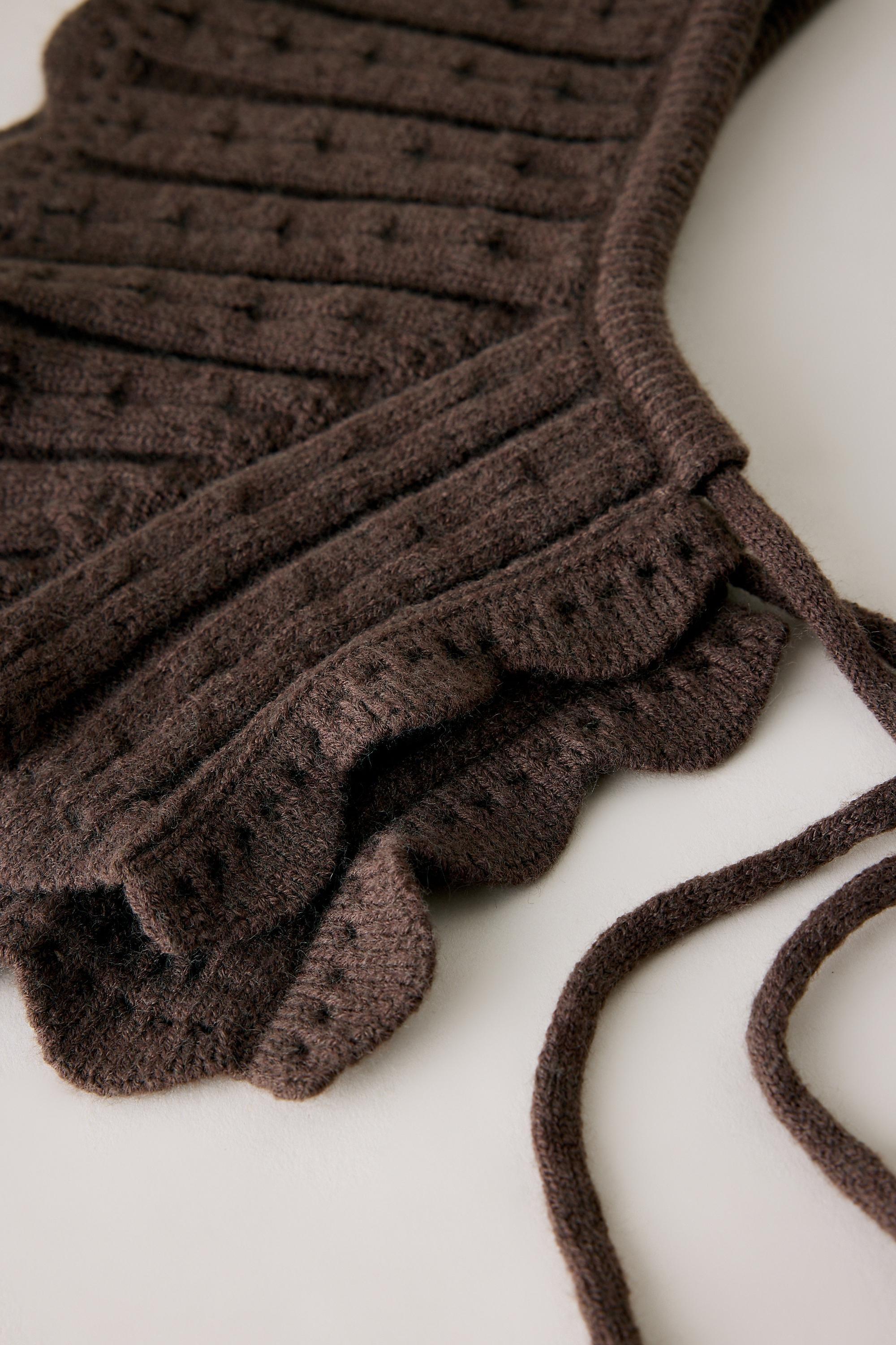 Knit Collar, Brown, Brown, medium