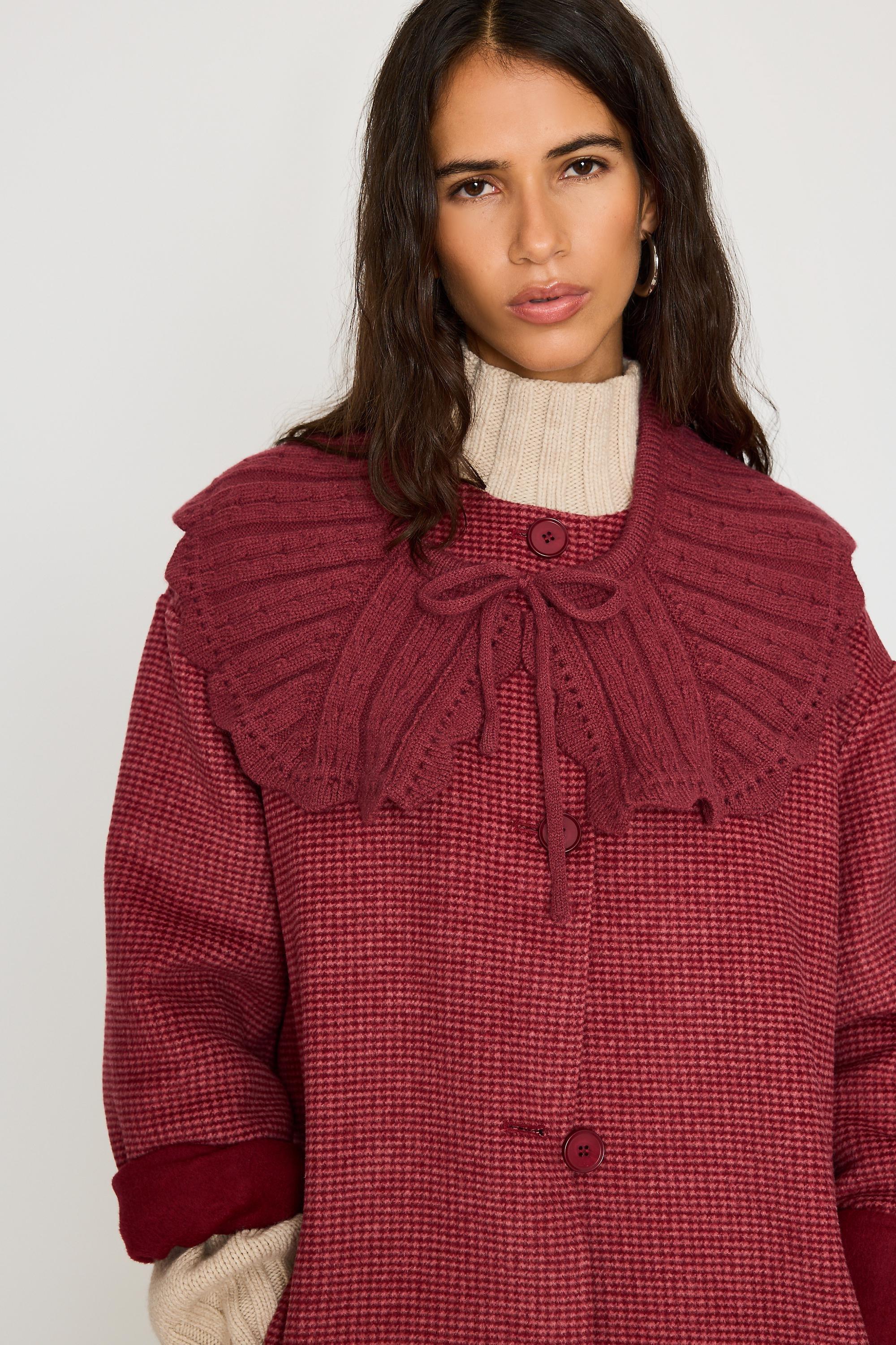Knit Collar, Red, Red, medium