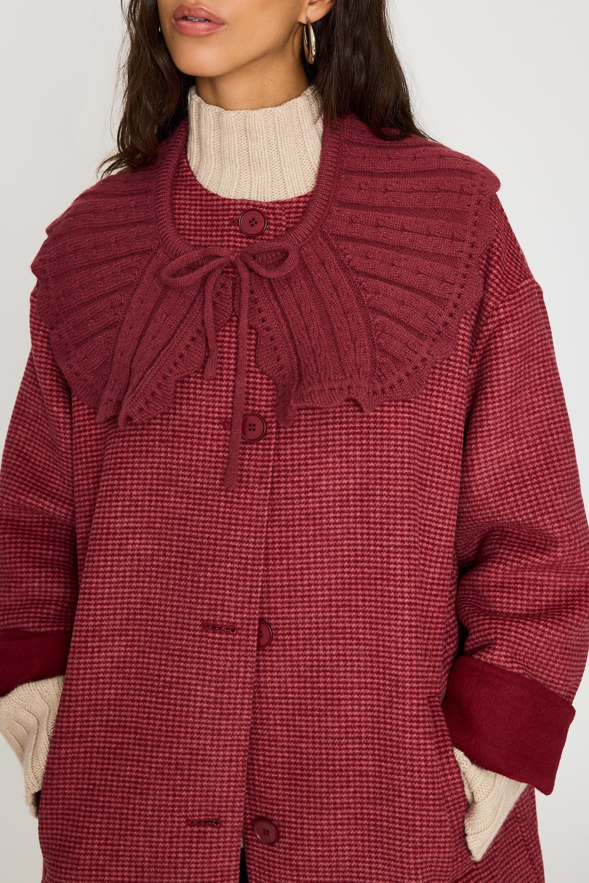 Knit Collar, Red, Red, large image number 4
