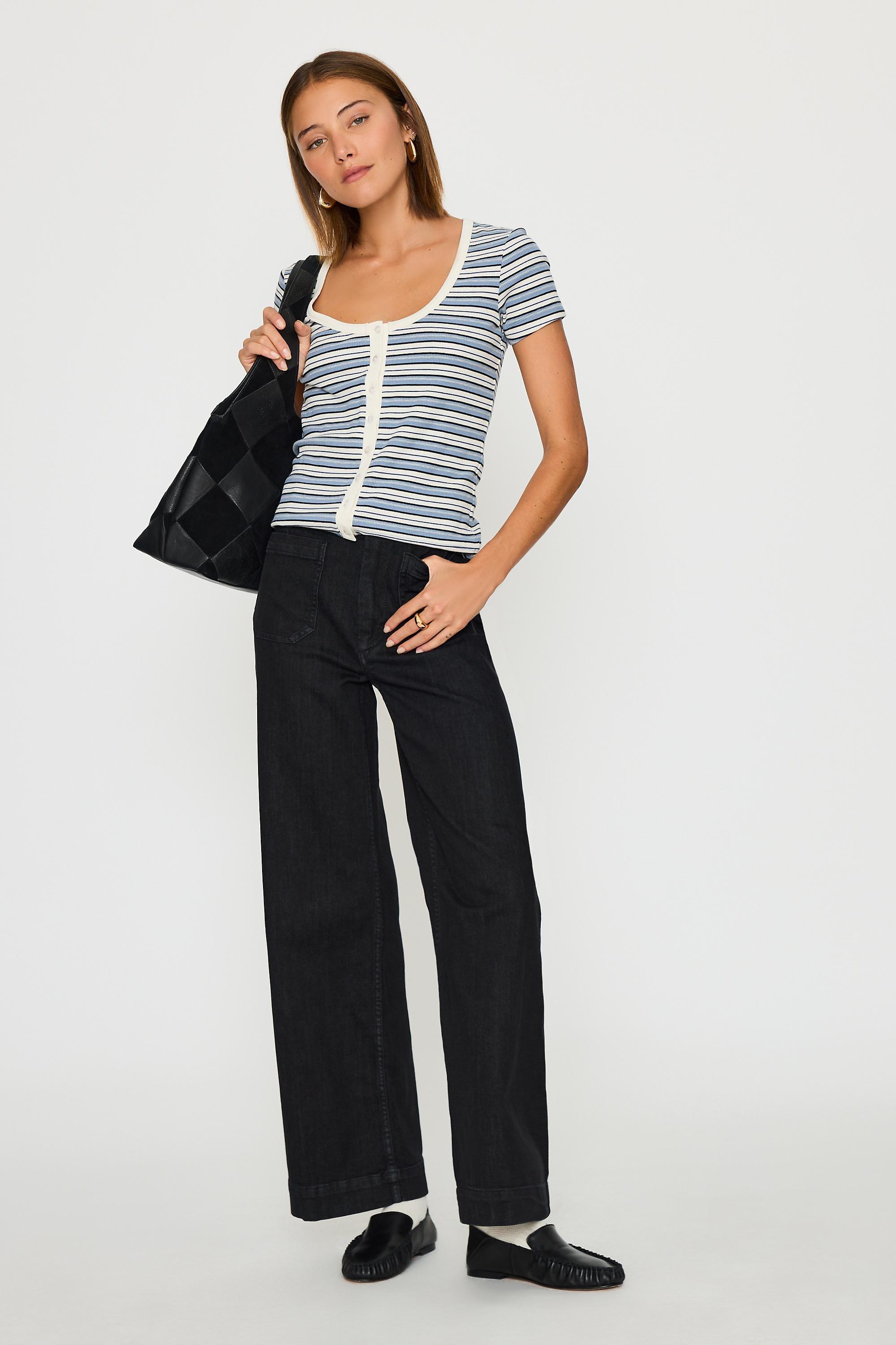 The Colette High-Rise Wide-Leg Full-Length Jeans By Maeve, Black, Black, large image number 0