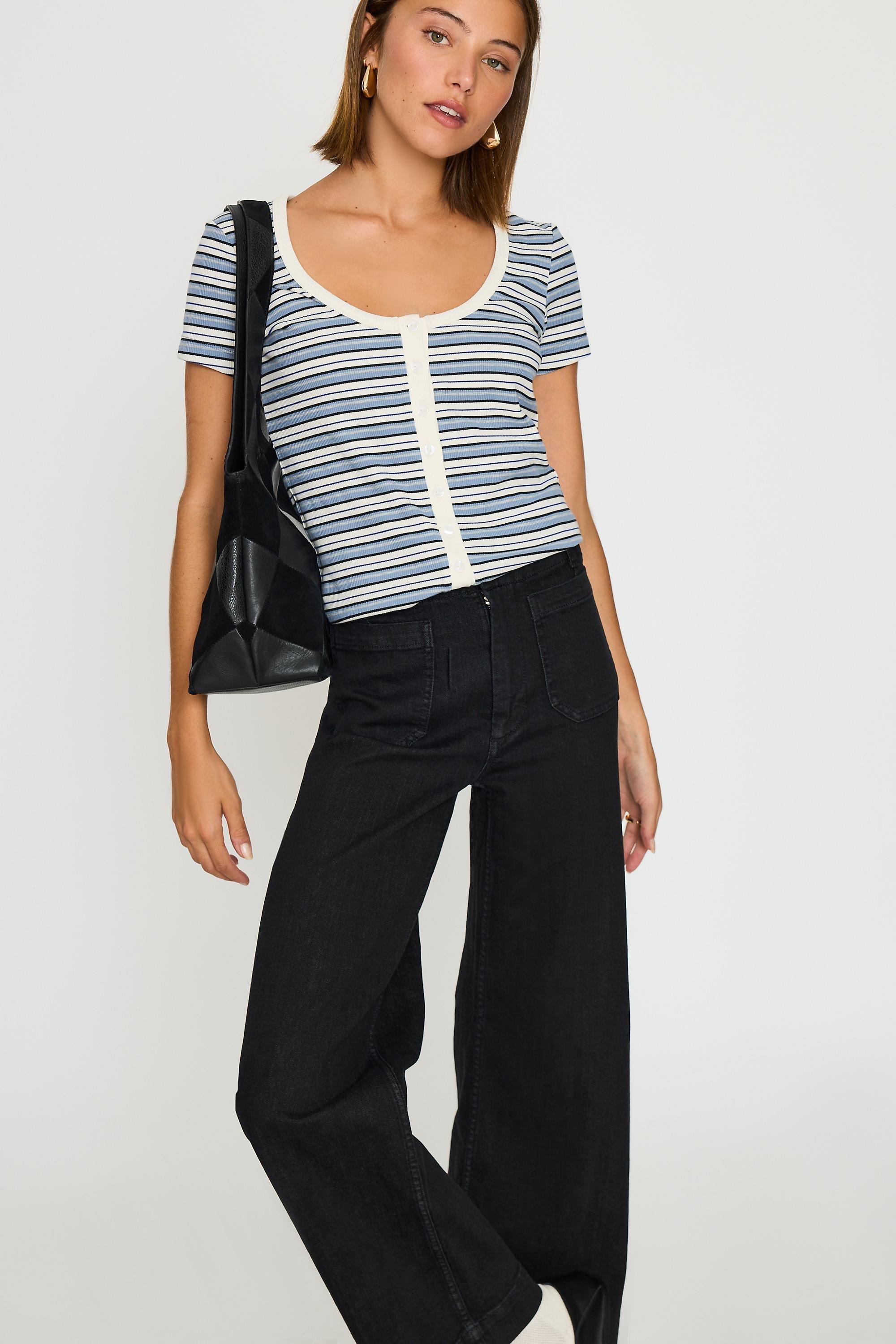 The Colette High-Rise Wide-Leg Full-Length Jeans By Maeve, Black, Black, large image number 1