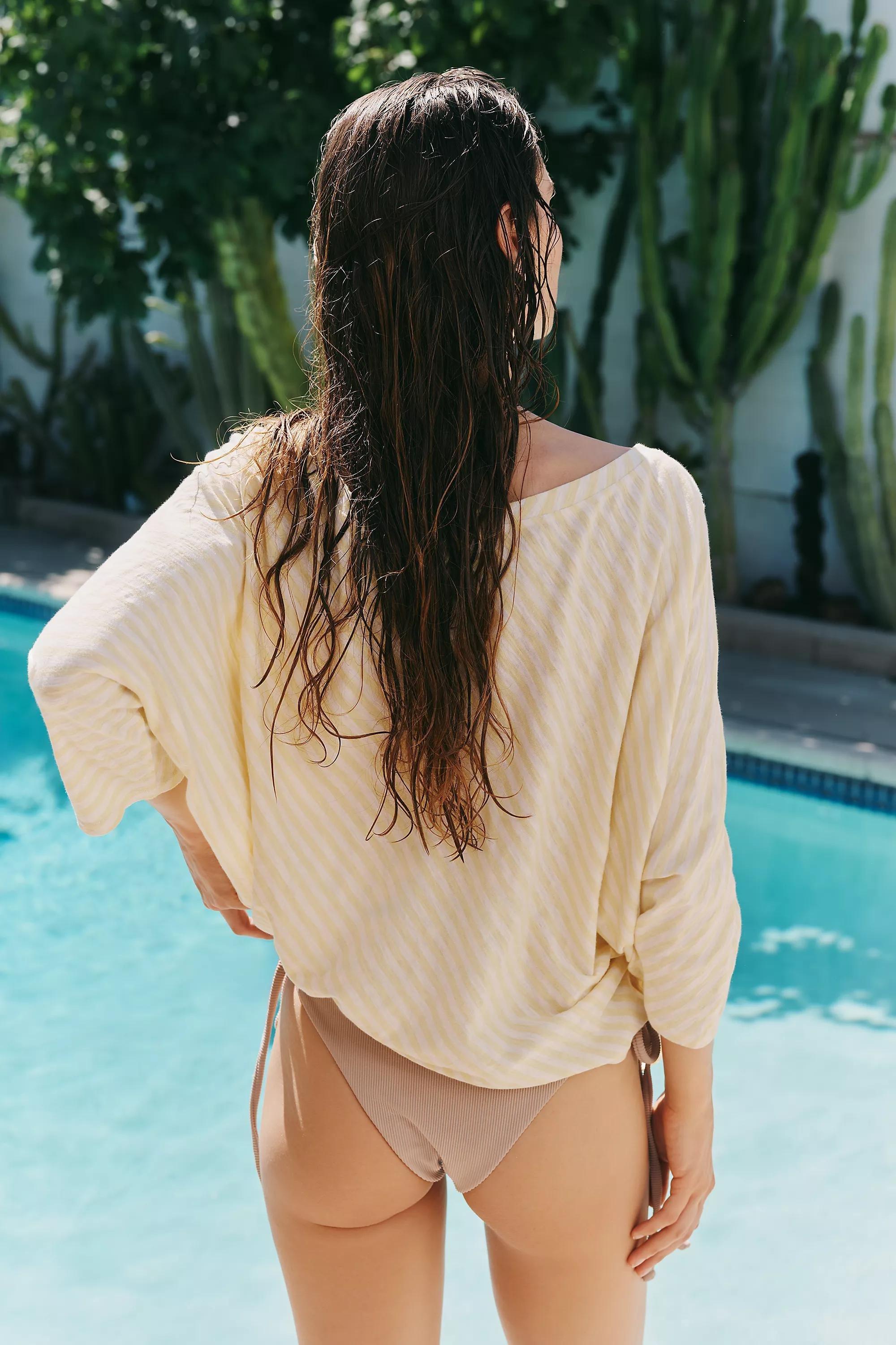 Celandine Oversized Batwing Shirt, Beige, Yellow, large image number 1