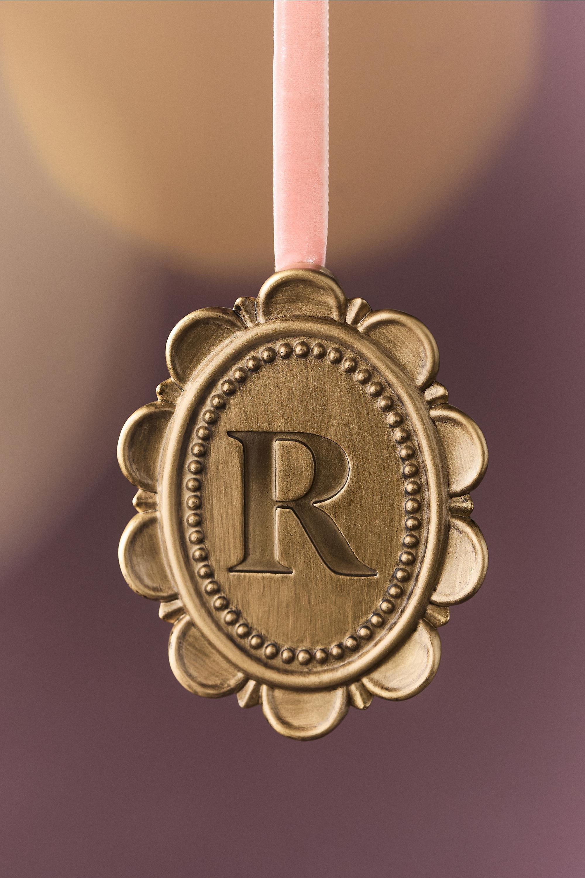 R Louisa Monogram Ornament, Gold, Multicolour, large image number 0