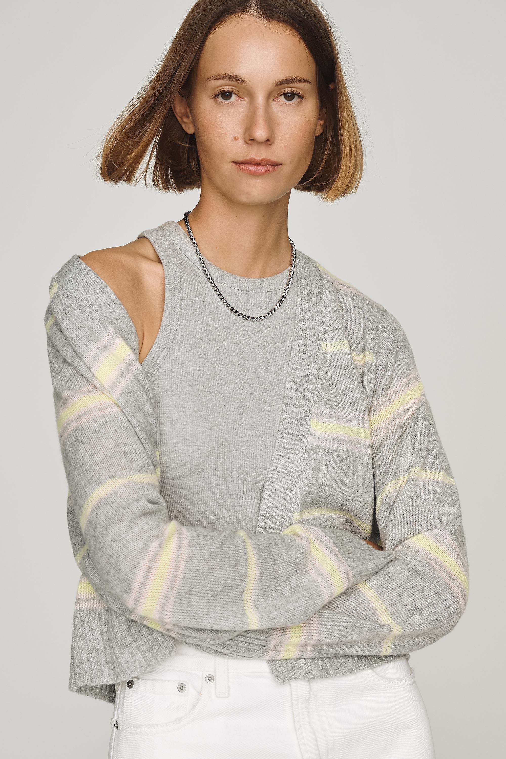 By Anthropologie Lightweight Cardigan, Grey, A501_0541, medium
