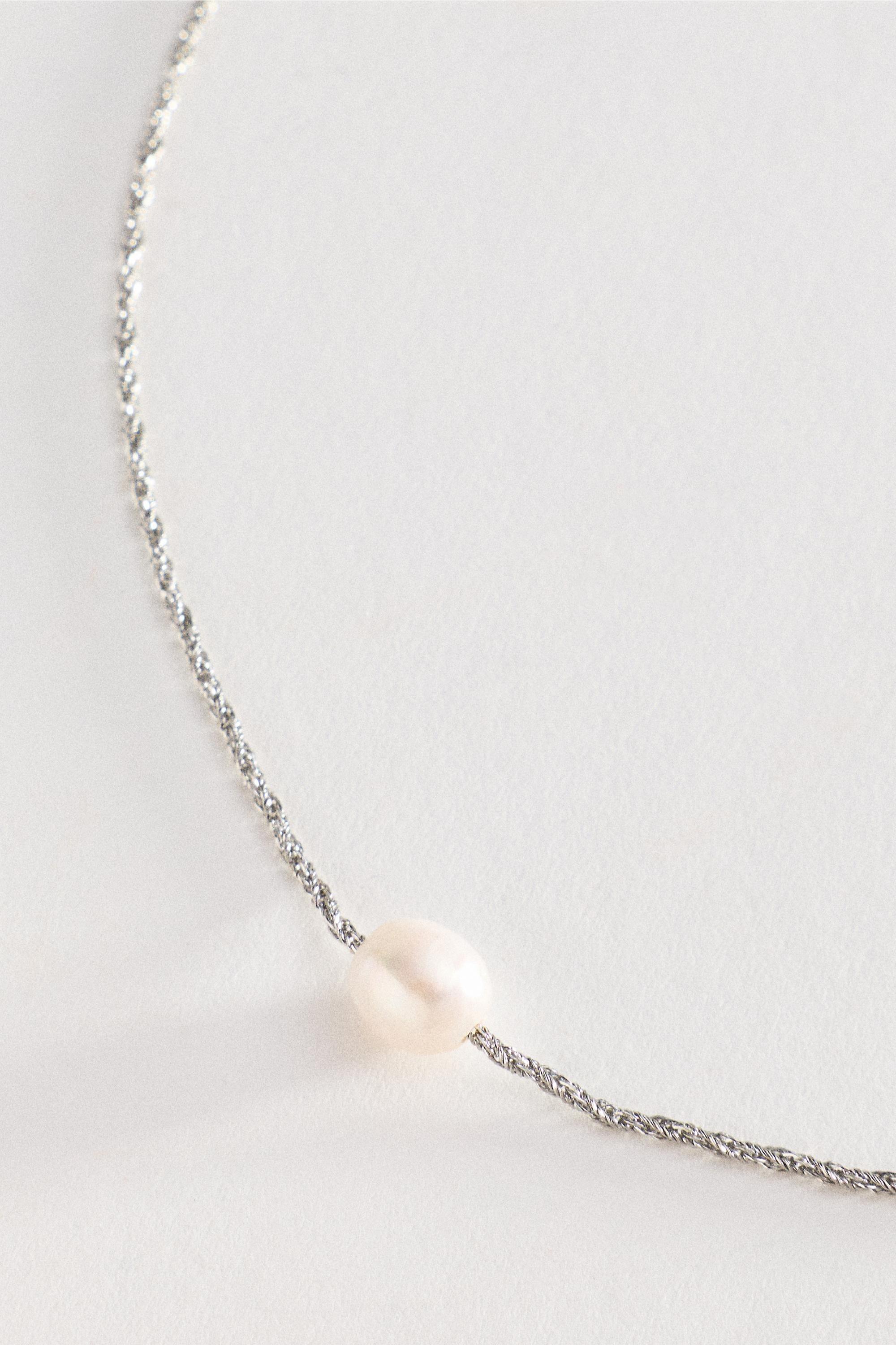 SILVER Delicate Pearl Pendant Necklace, Silver, large image number 1