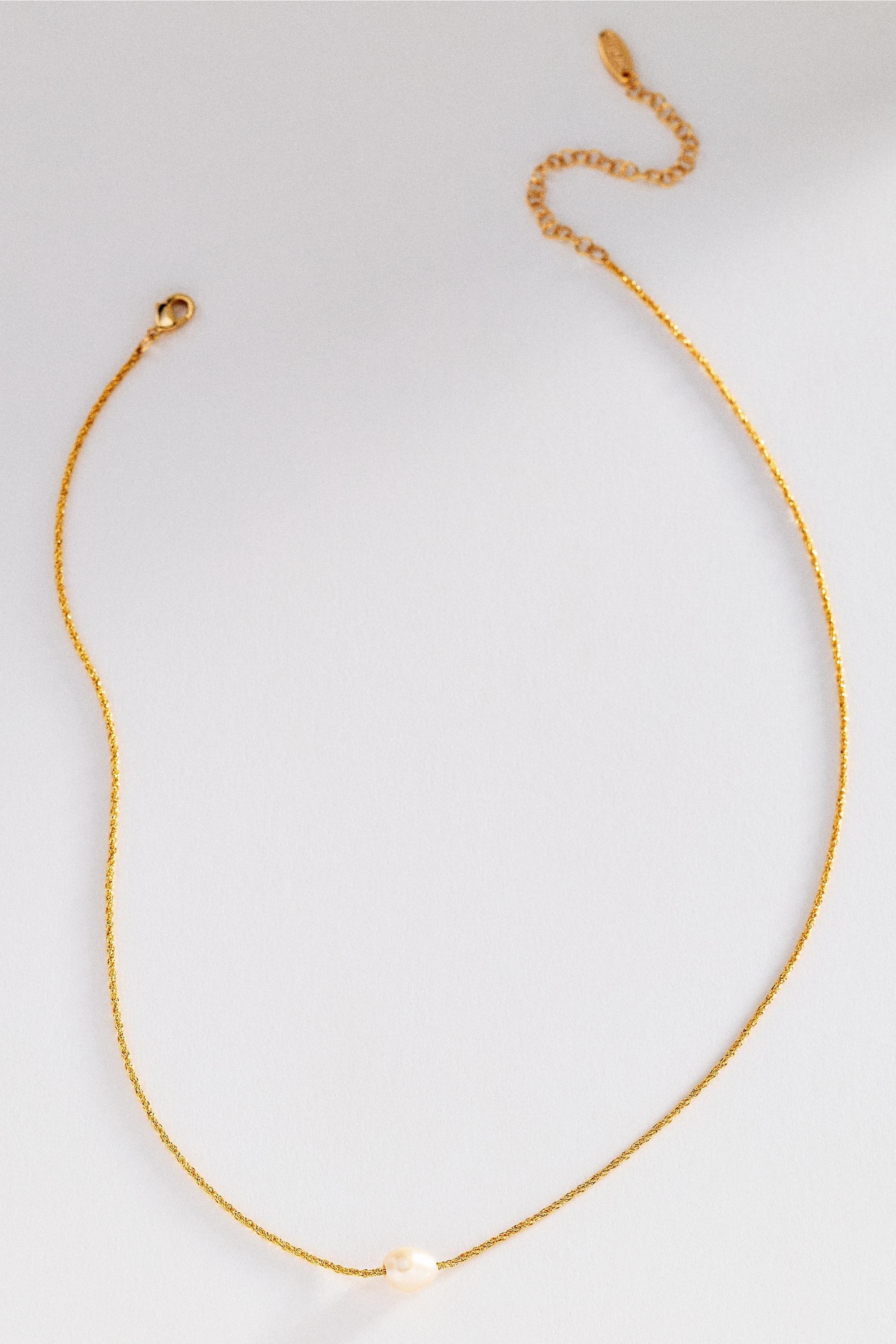 Delicate Pearl Pendant Necklace, Gold, Gold, medium