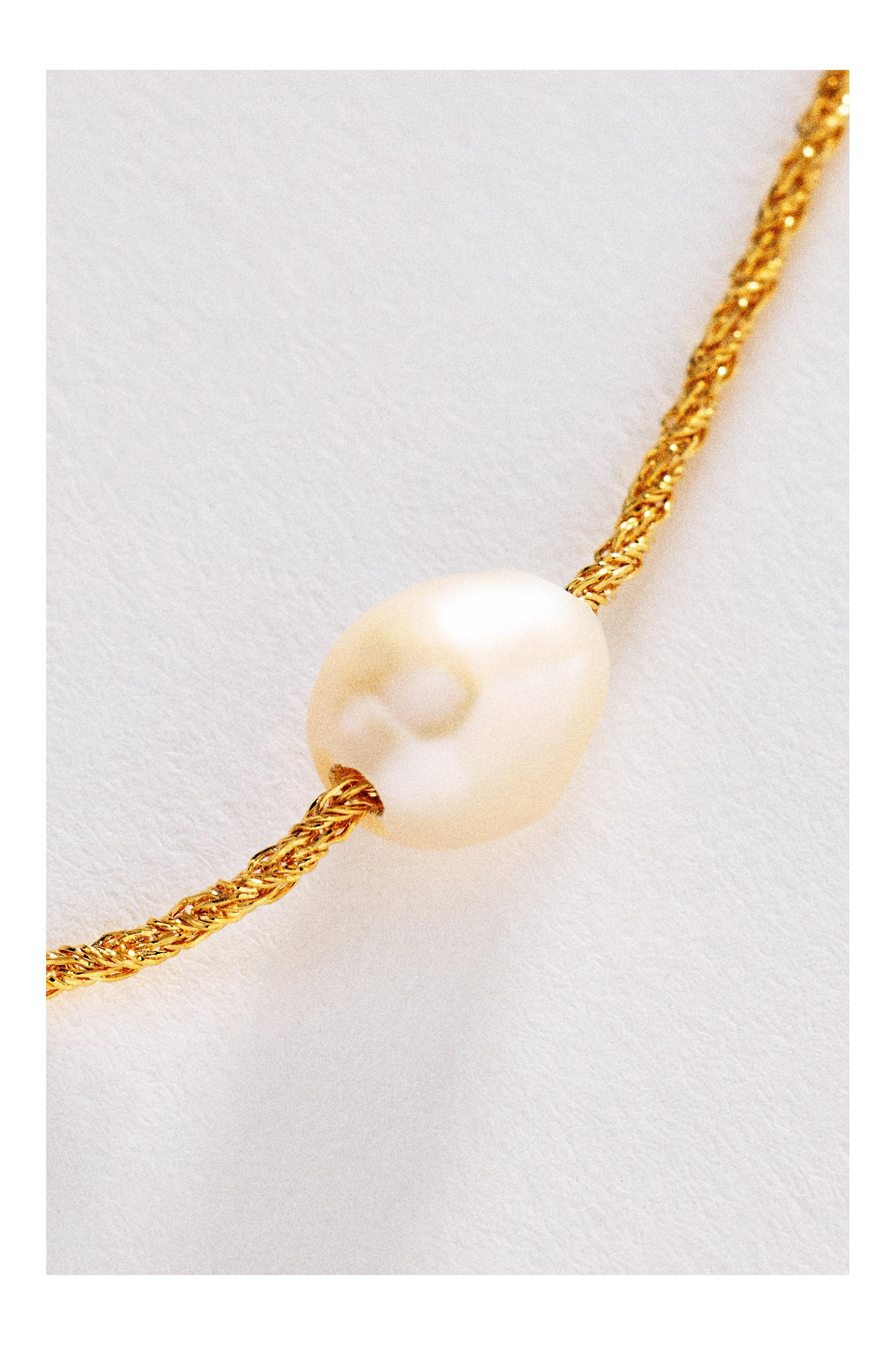Delicate Pearl Pendant Necklace, Gold, Gold, medium