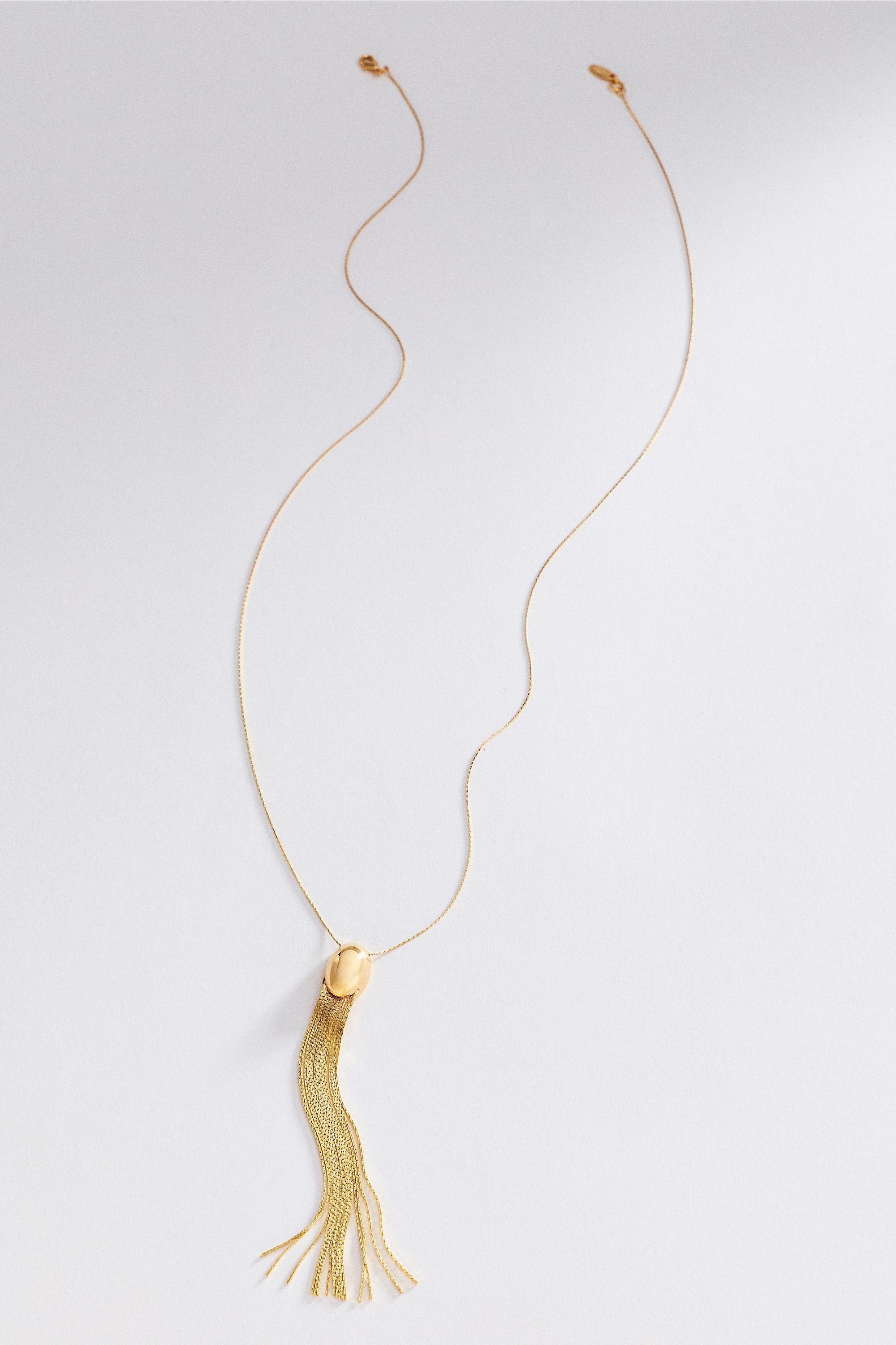 Fringe Pendant Necklace, Gold, Gold, large image number 0