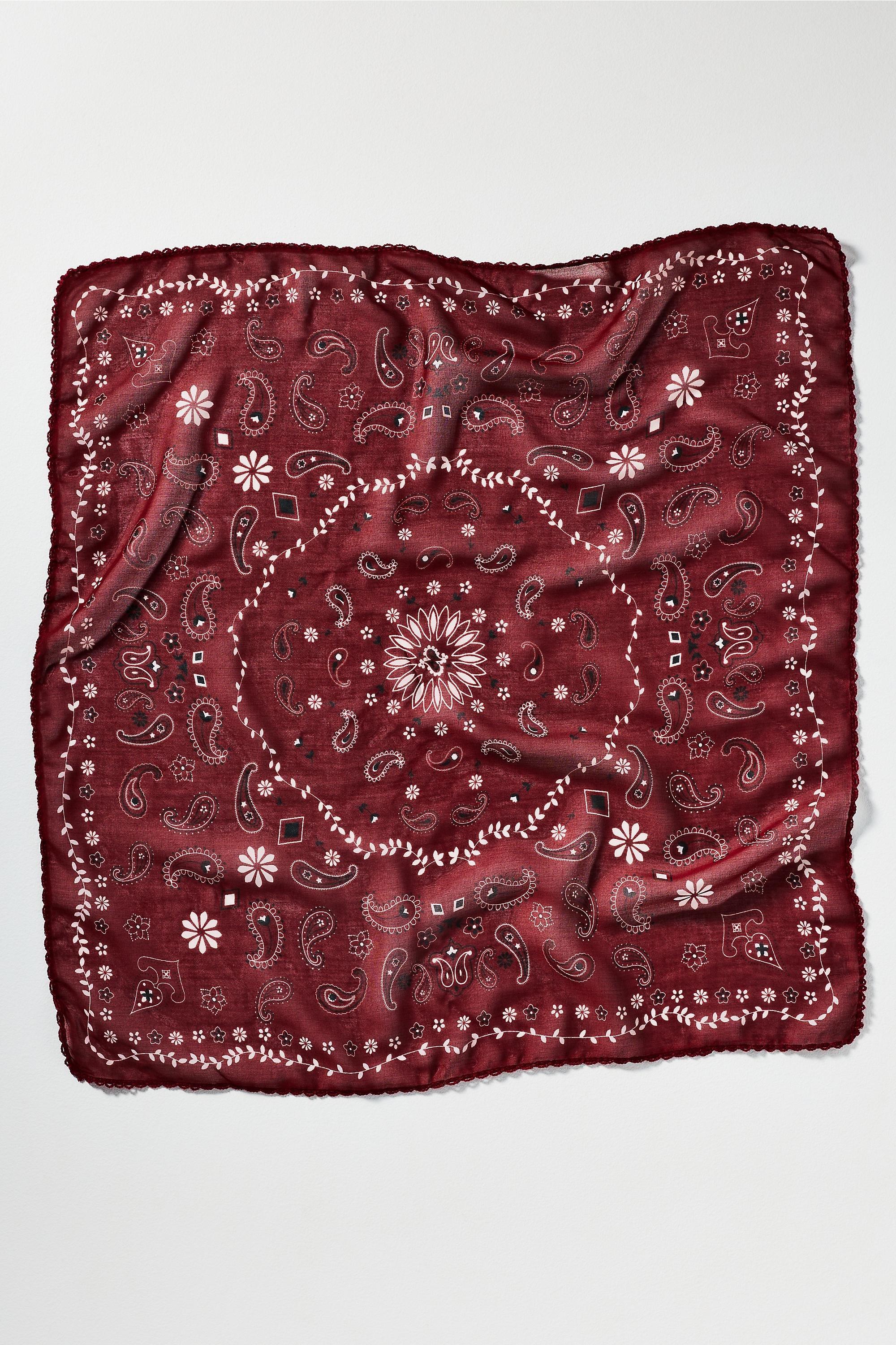 Lace Bandana Hair Scarves, Set Of 2, Red, Red, large image number 3