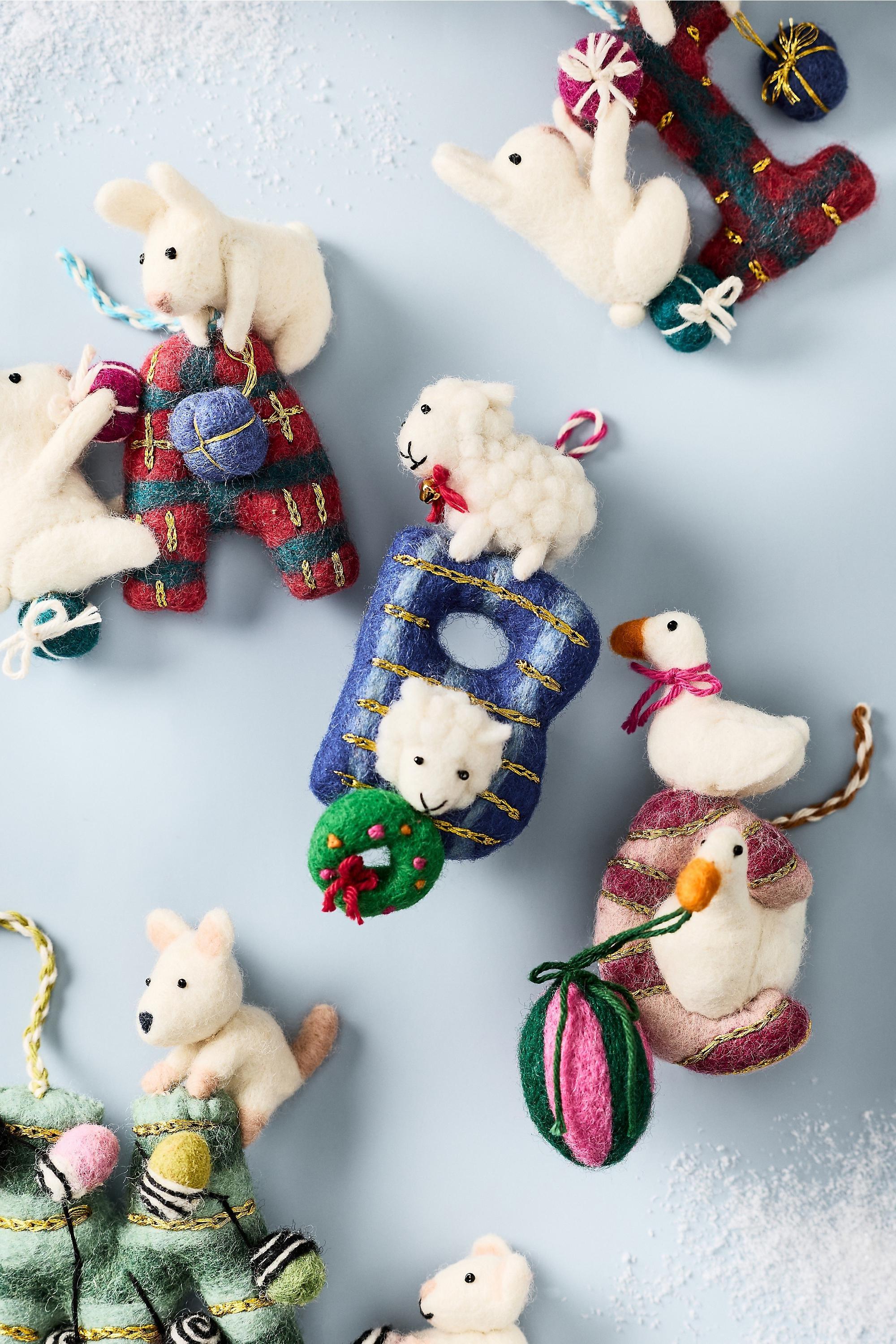 J Holiday Helpers Felt Monogram Ornament, Multicolour, Multicolour, medium