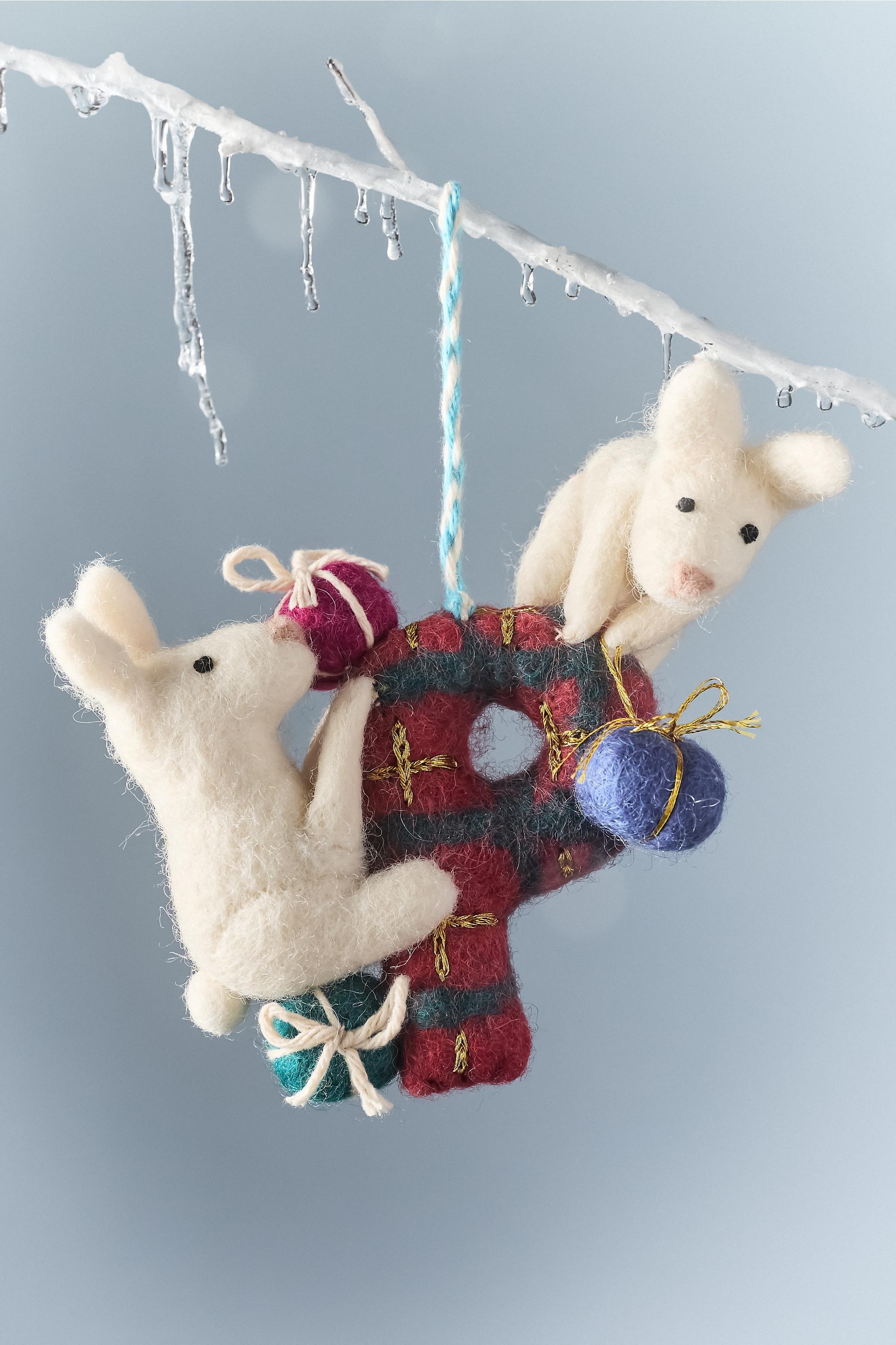 P Holiday Helpers Felt Monogram Ornament, Multicolour, Multicolour, medium
