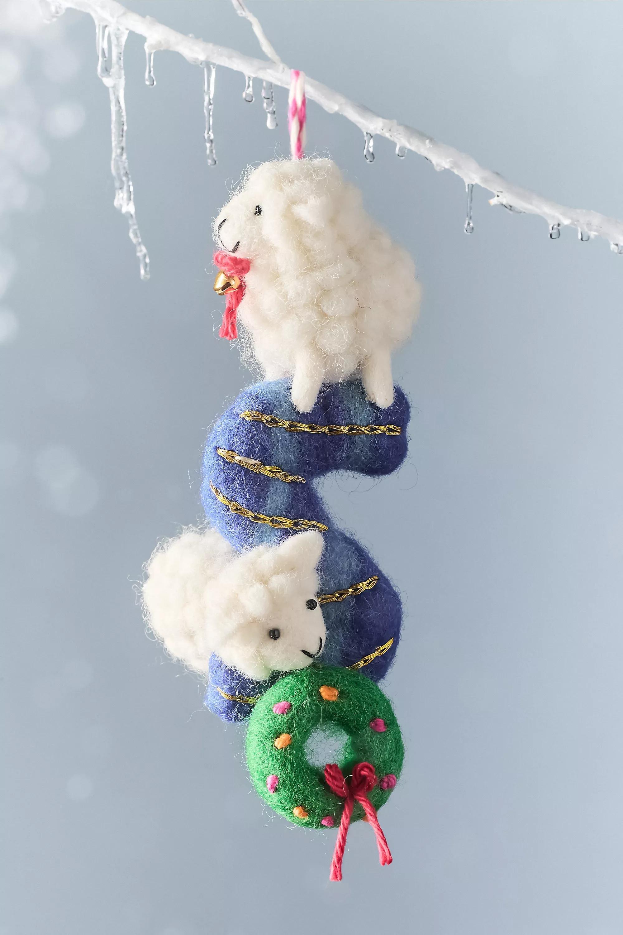 S Holiday Helpers Felt Monogram Ornament, Multicolour, Multicolour, large image number 0
