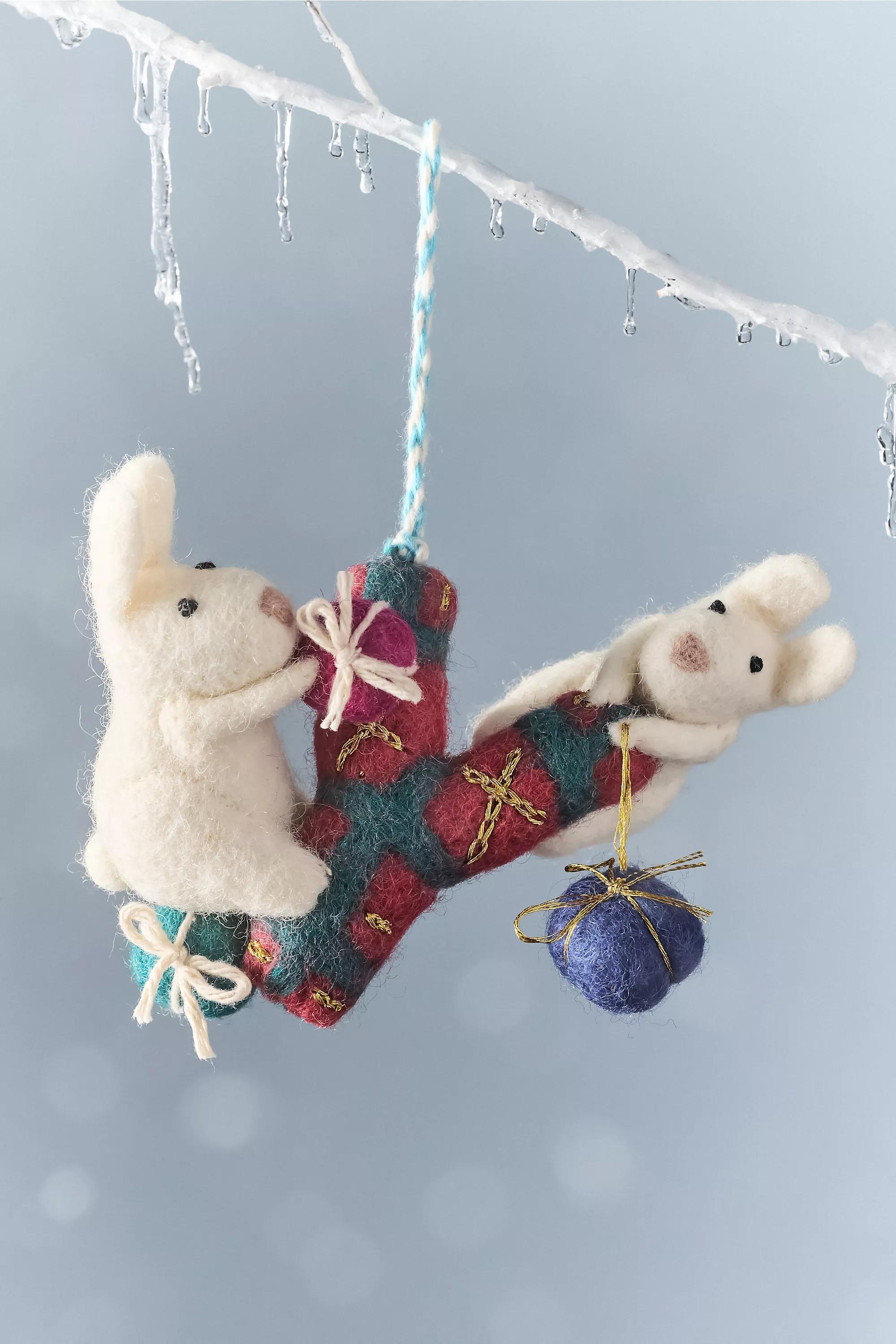 Z Holiday Helpers Felt Monogram Ornament, Multicolour, Gold, large image number 0