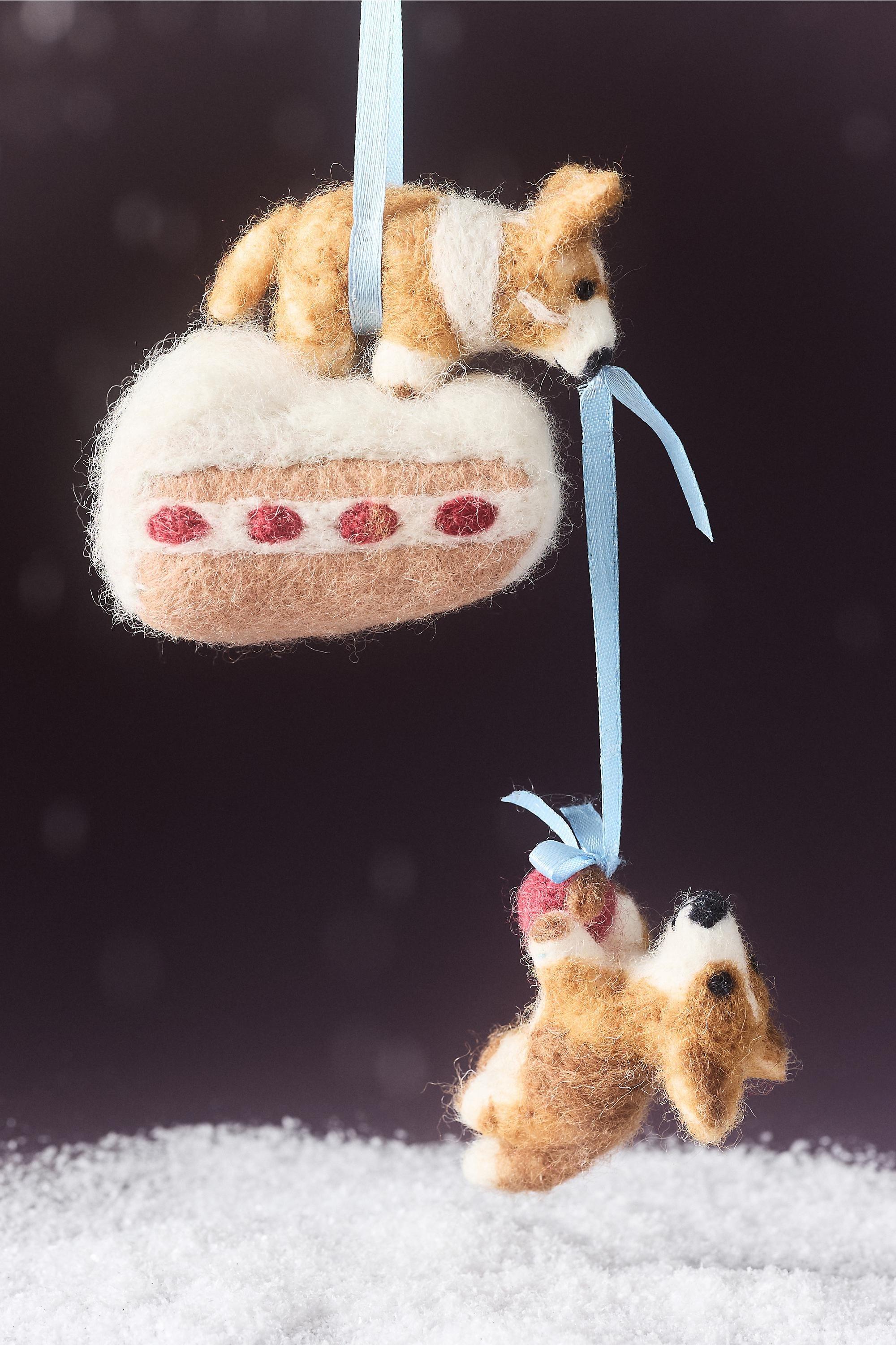 Felt Pastry Animal Ornament, Multiclour, Brown, medium