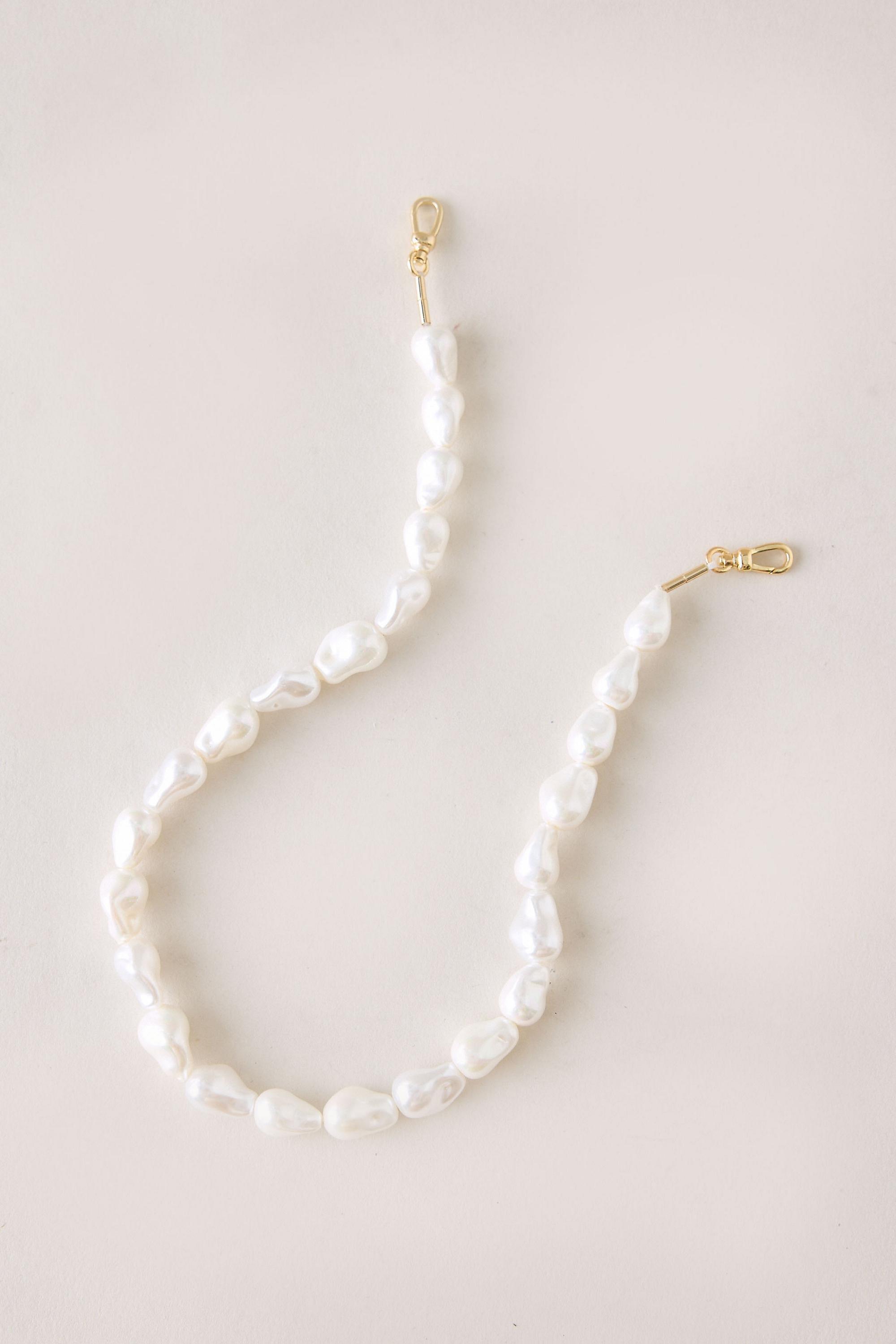 WHITE Faux-Pearl Phone Charm, White, large image number 0