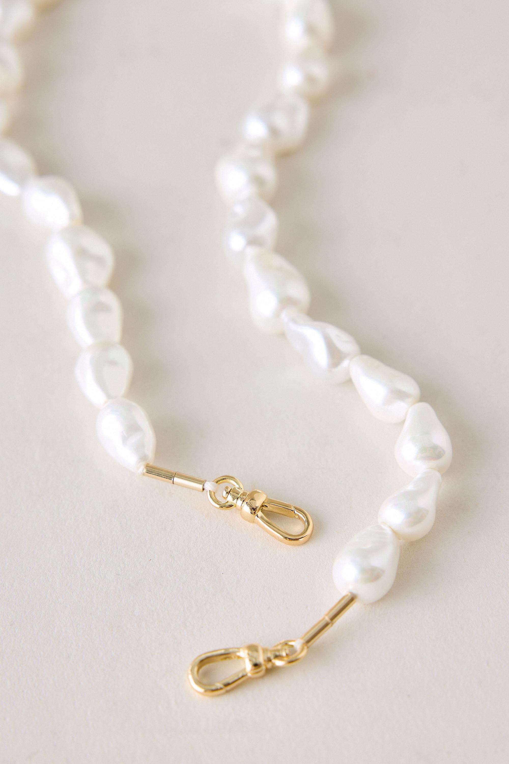 WHITE Faux-Pearl Phone Charm, White, large image number 3