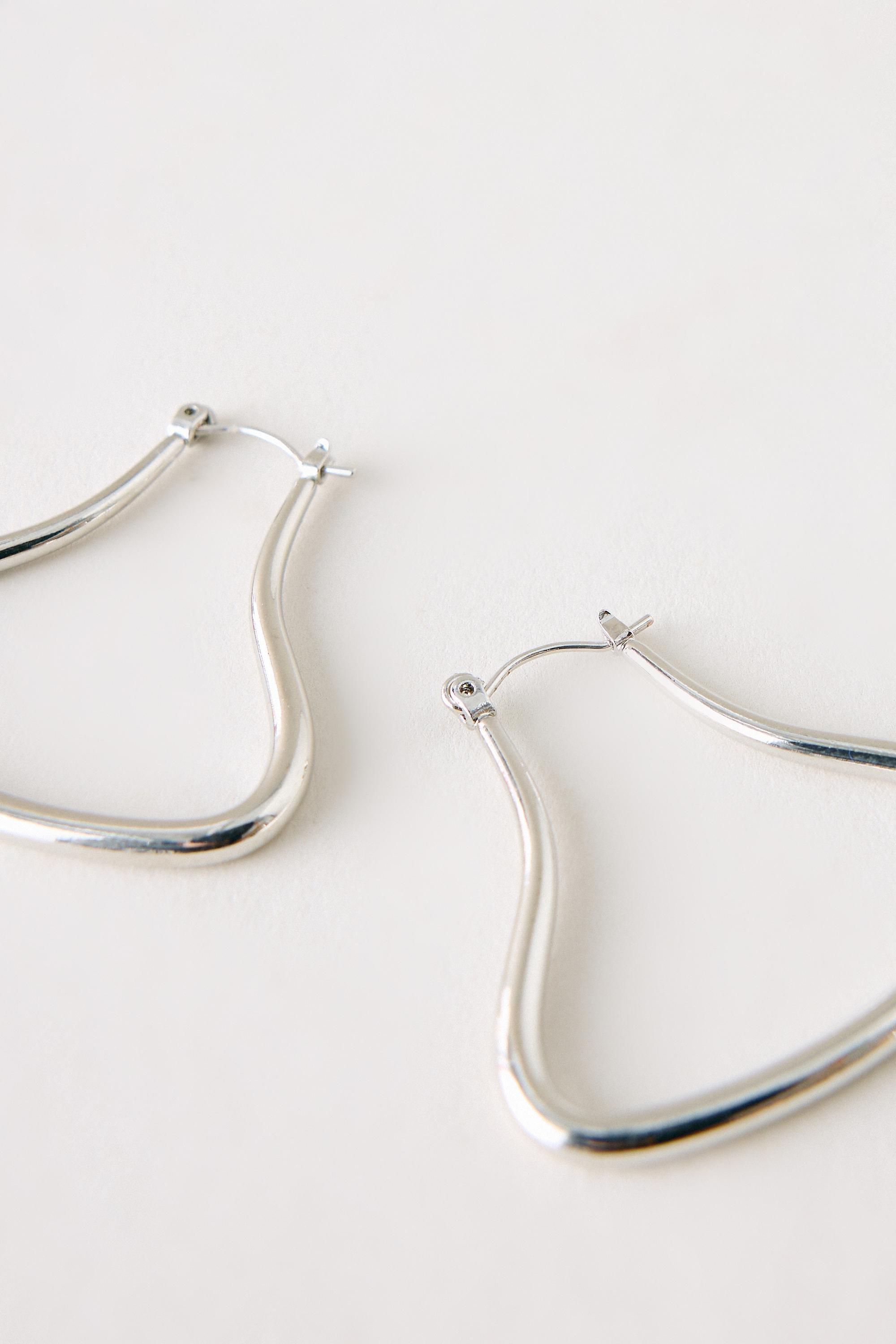 SILVER Sculpted Hoop Earrings, Women, Silver, large image number 1