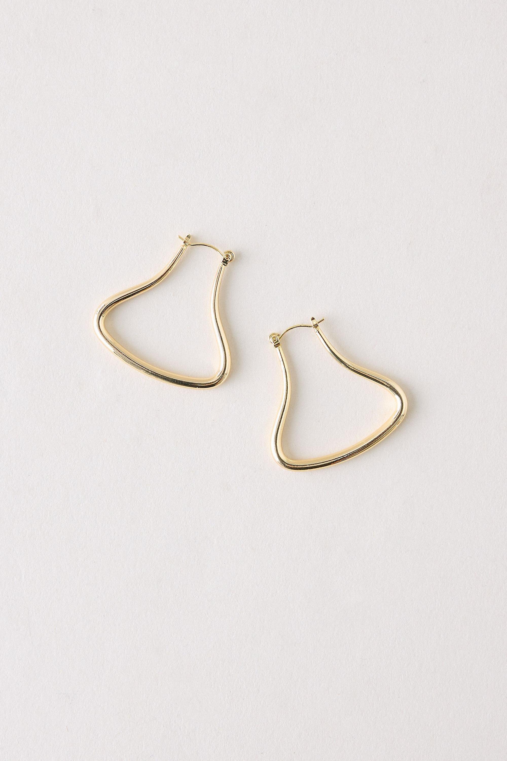 Sculpted Hoop Earrings, Gold, Gold, medium
