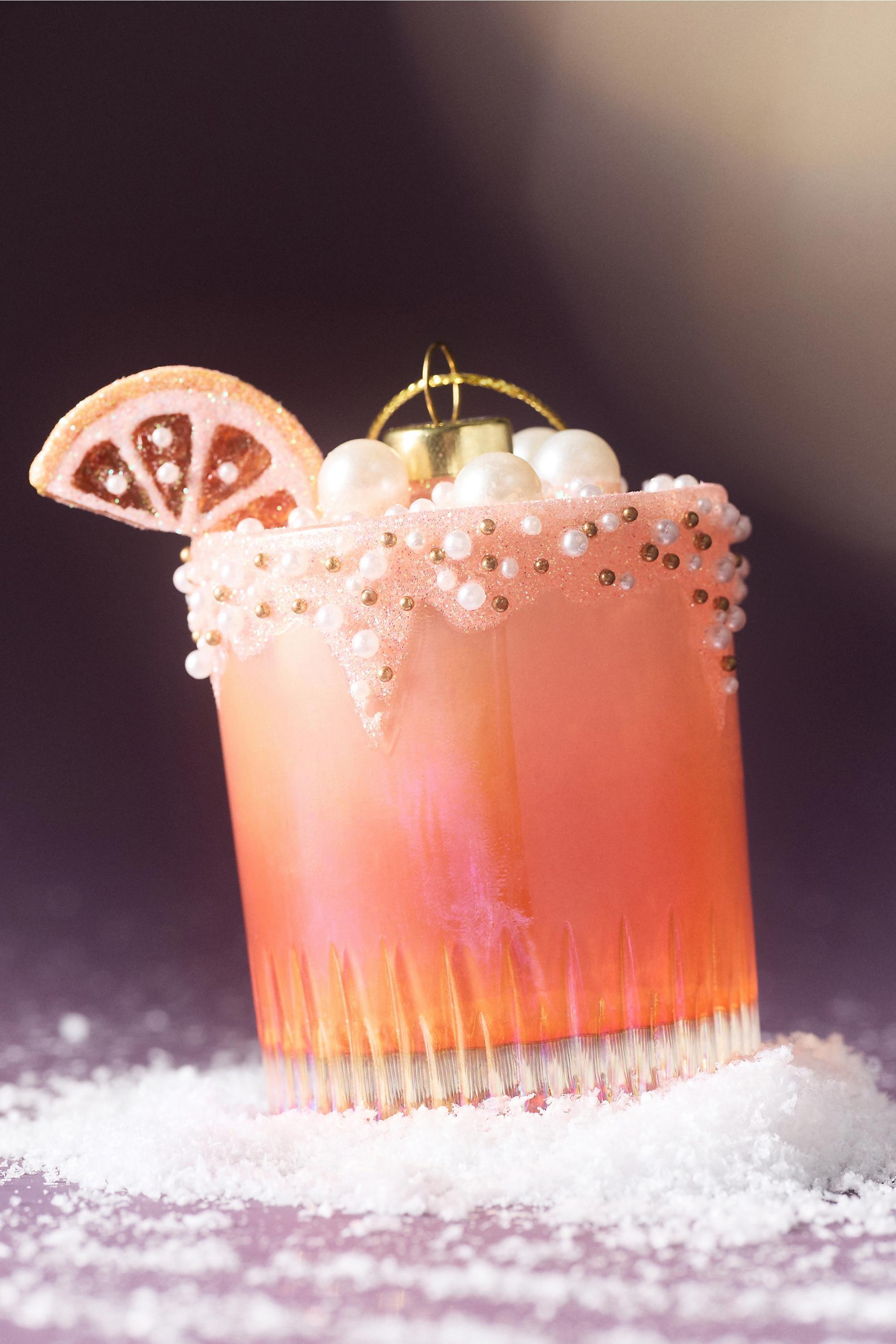 Anthropologie Jewelled Cocktail Glass Ornaments, Pink | Azadea UAE