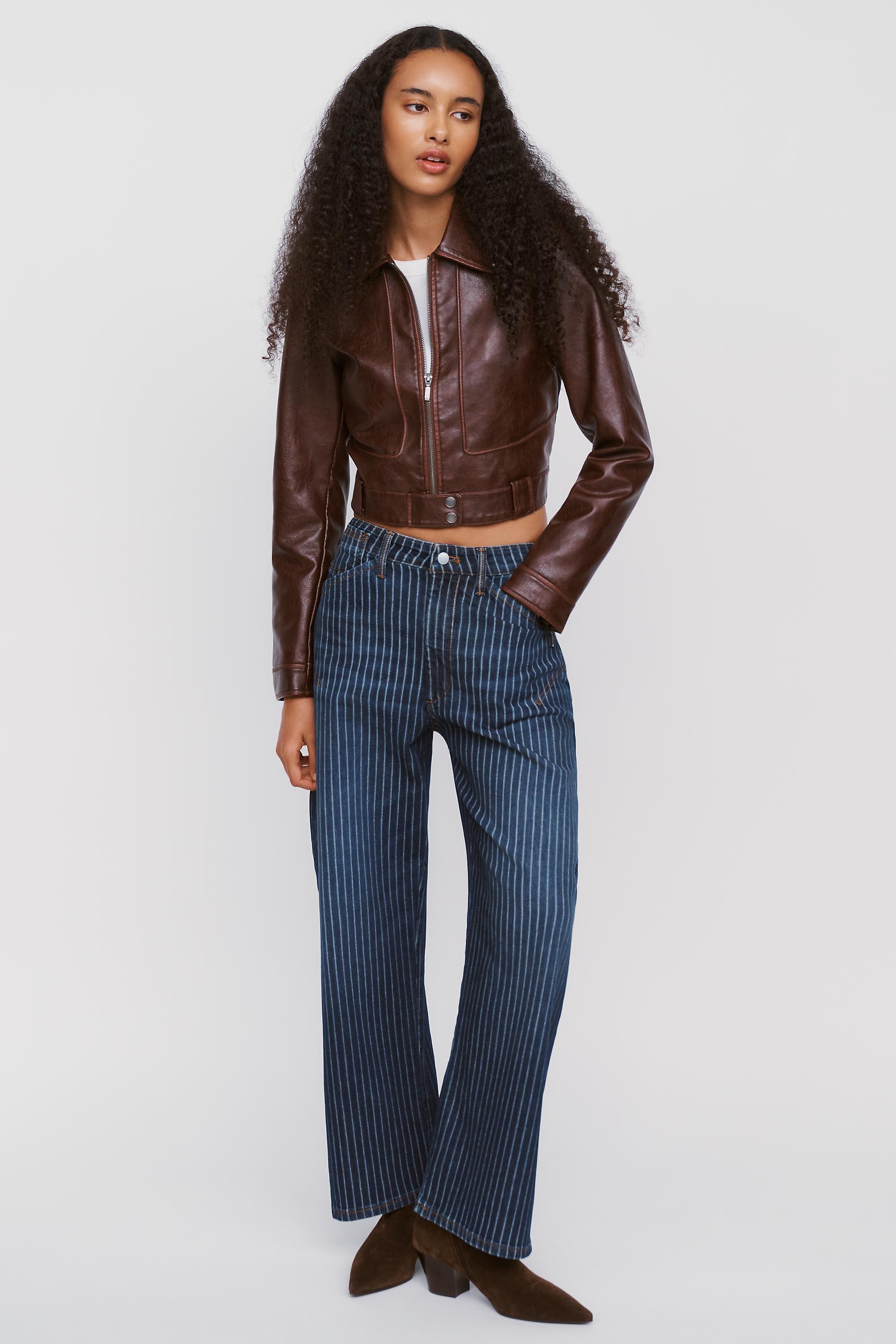 By Pilcro The Kayden Pinstripe Carpenter Barrel Jeans, Blue, Blue, medium