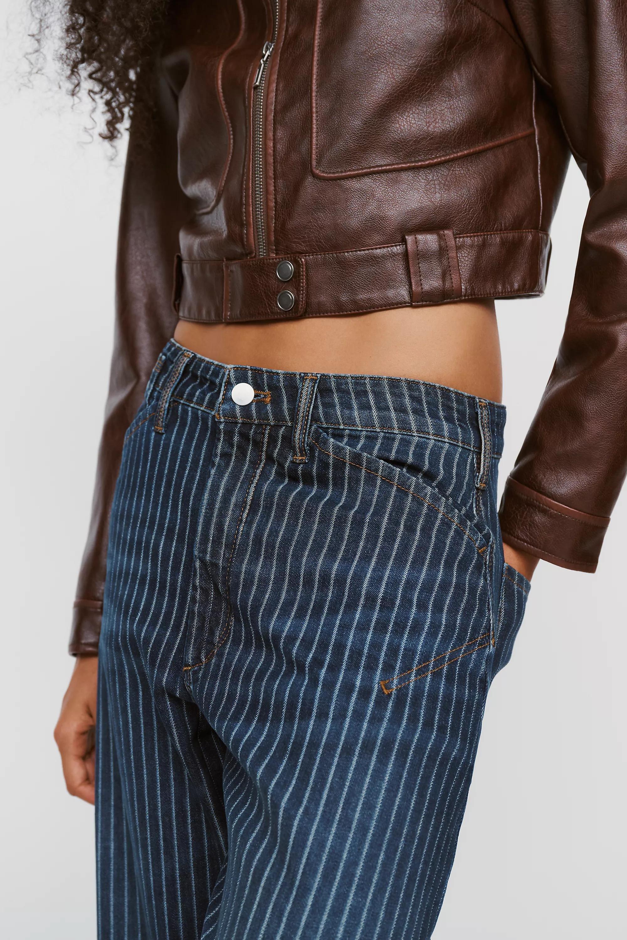 By Pilcro The Kayden Pinstripe Carpenter Barrel Jeans, Blue, Blue, medium